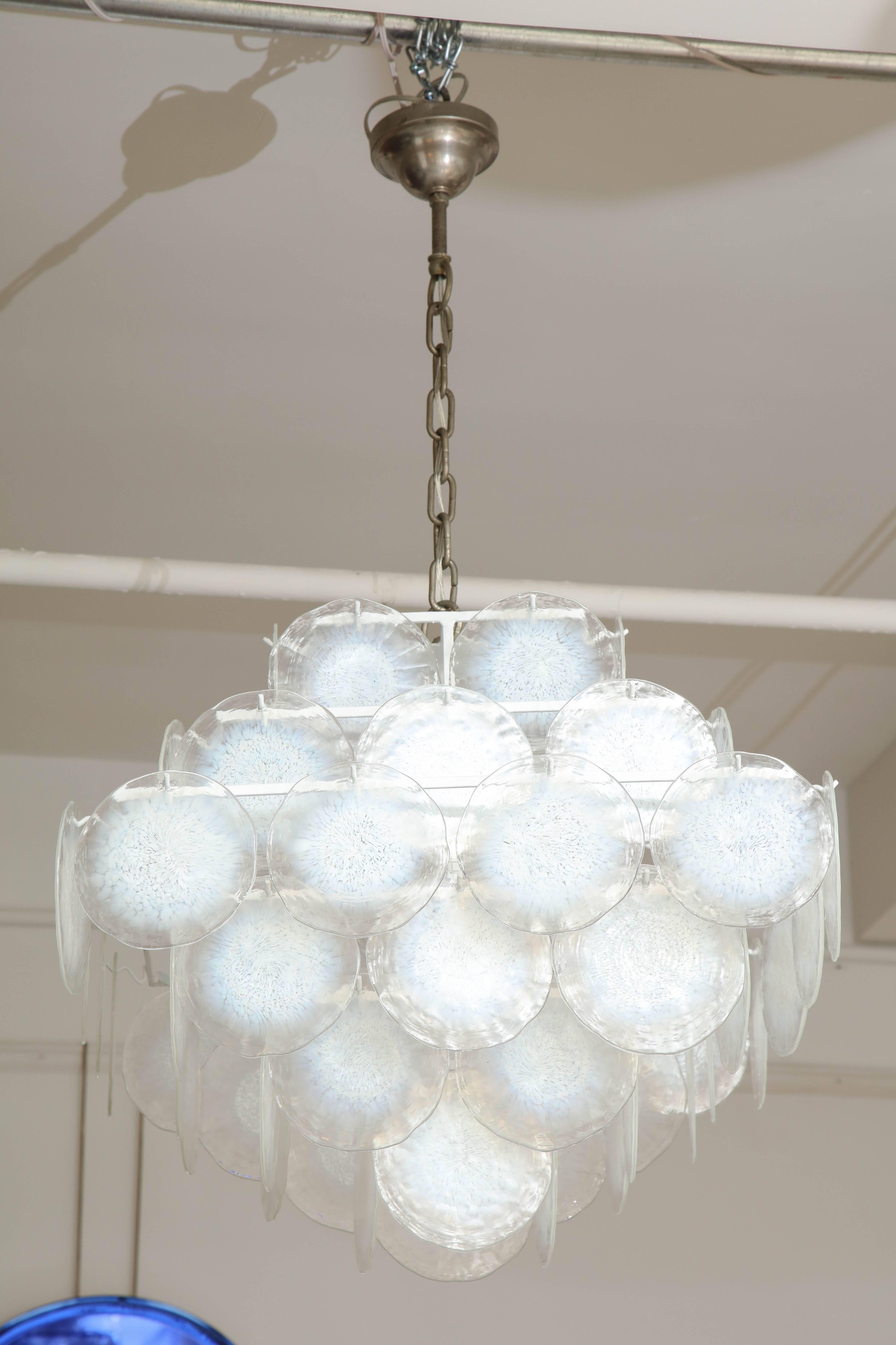 Blown Glass Mazzega chandelier made in Venice For Sale