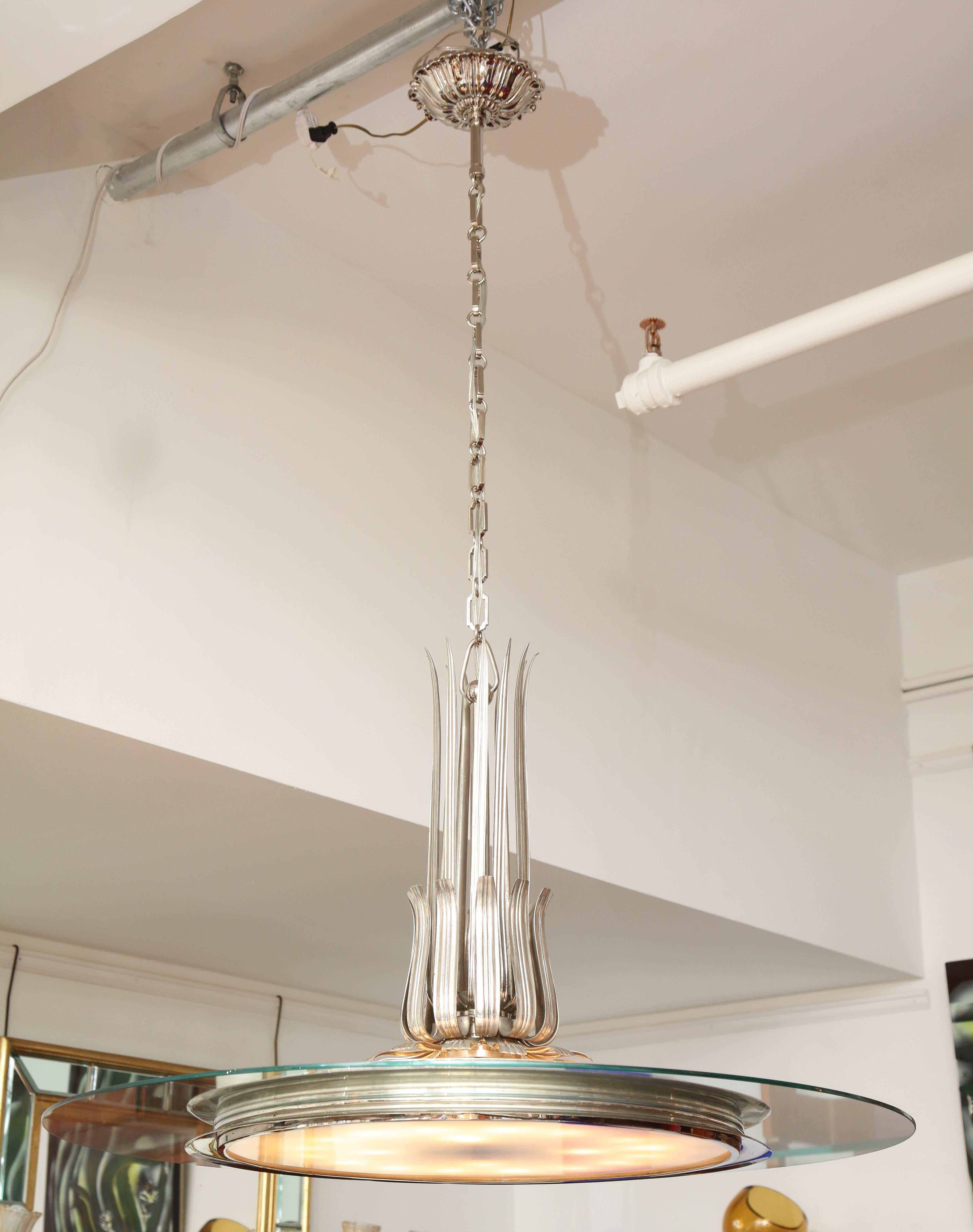 Art Deco Paolo Buffa chandelier made in Italy by Achille Donzelli in 1930 For Sale