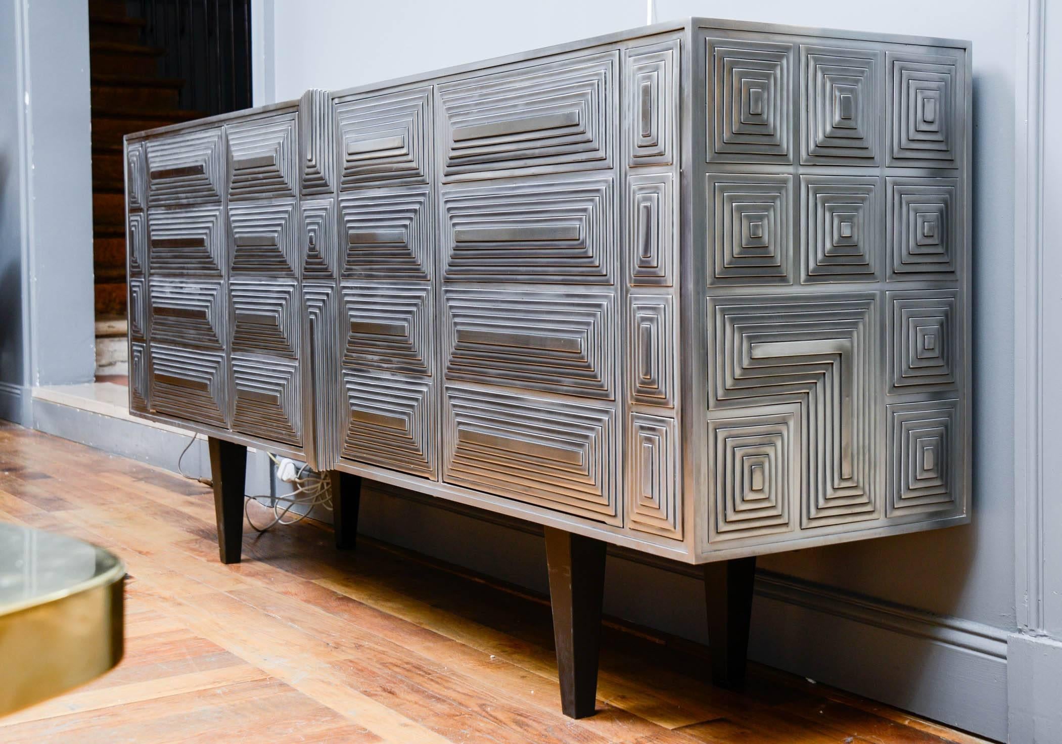 Stainless Steel Sideboard Signed by Erwan Boulloud For Sale
