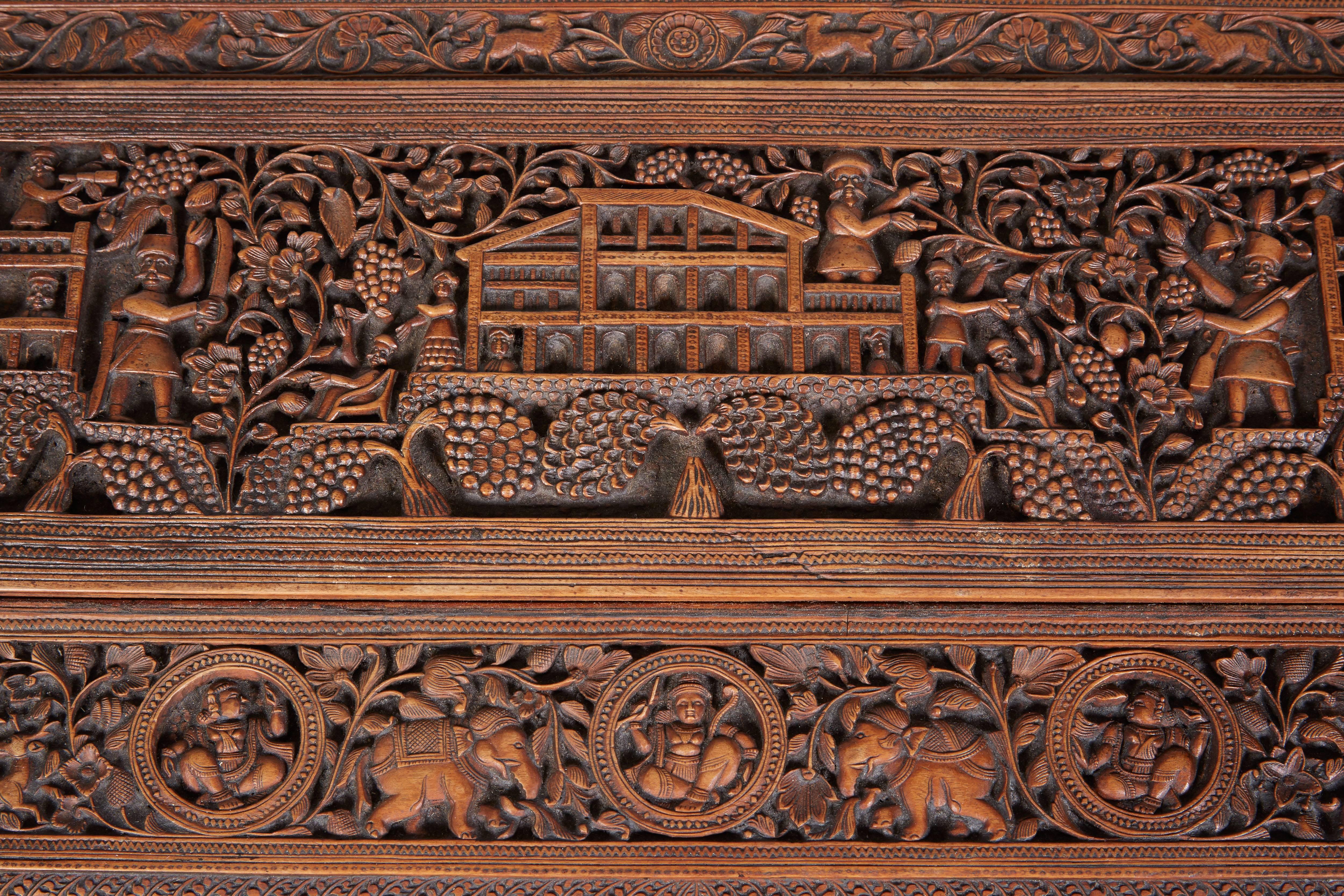 Hand-Carved Exquisite Anglo-Indian Sandalwood Carved Writing Desk Mysore, South India