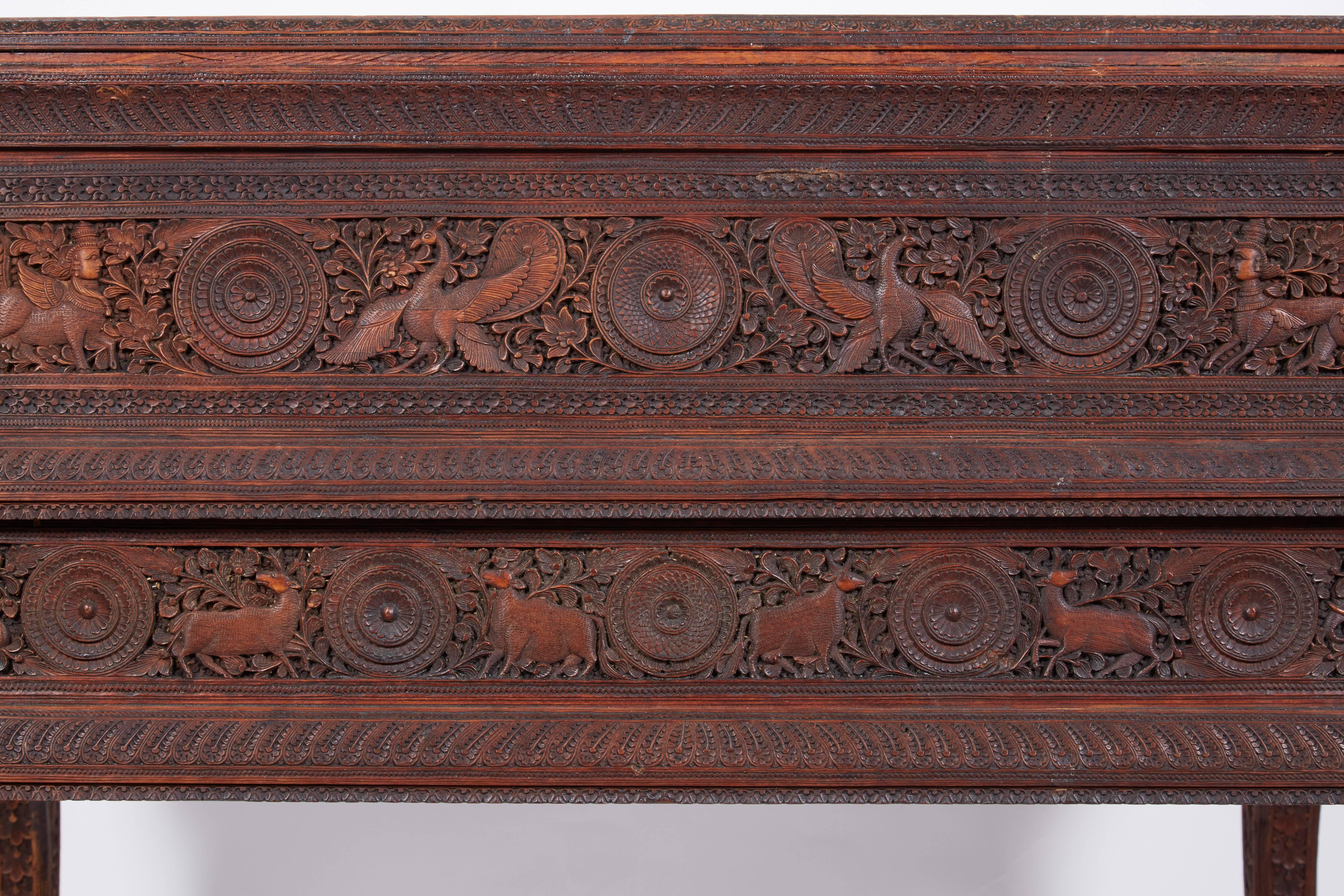 Exquisite Anglo-Indian Sandalwood Carved Writing Desk Mysore, South India 2