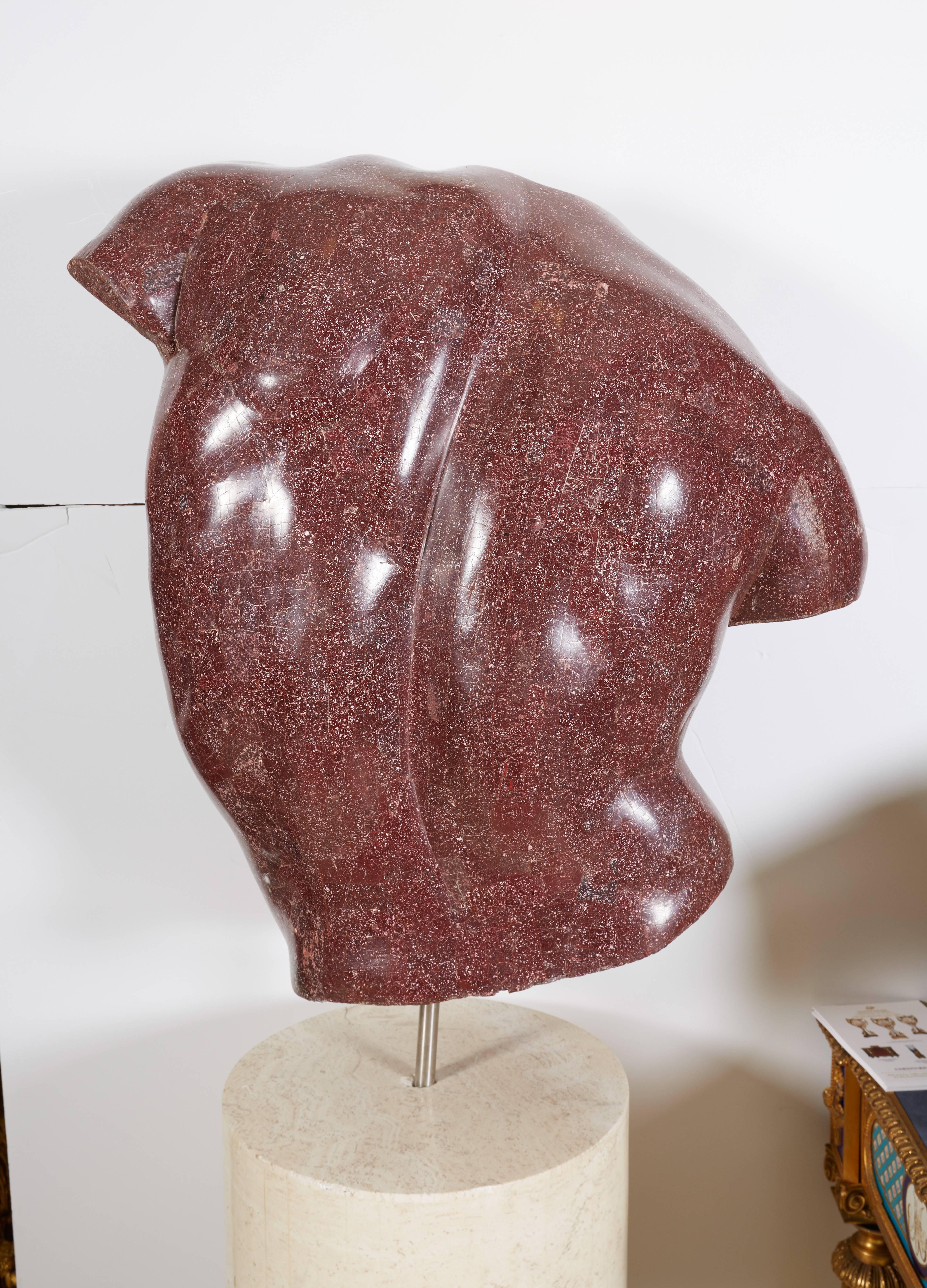 Marble Italian Porphyry Veneered Model of a Torso, after the Antique, Anthony Redmile For Sale