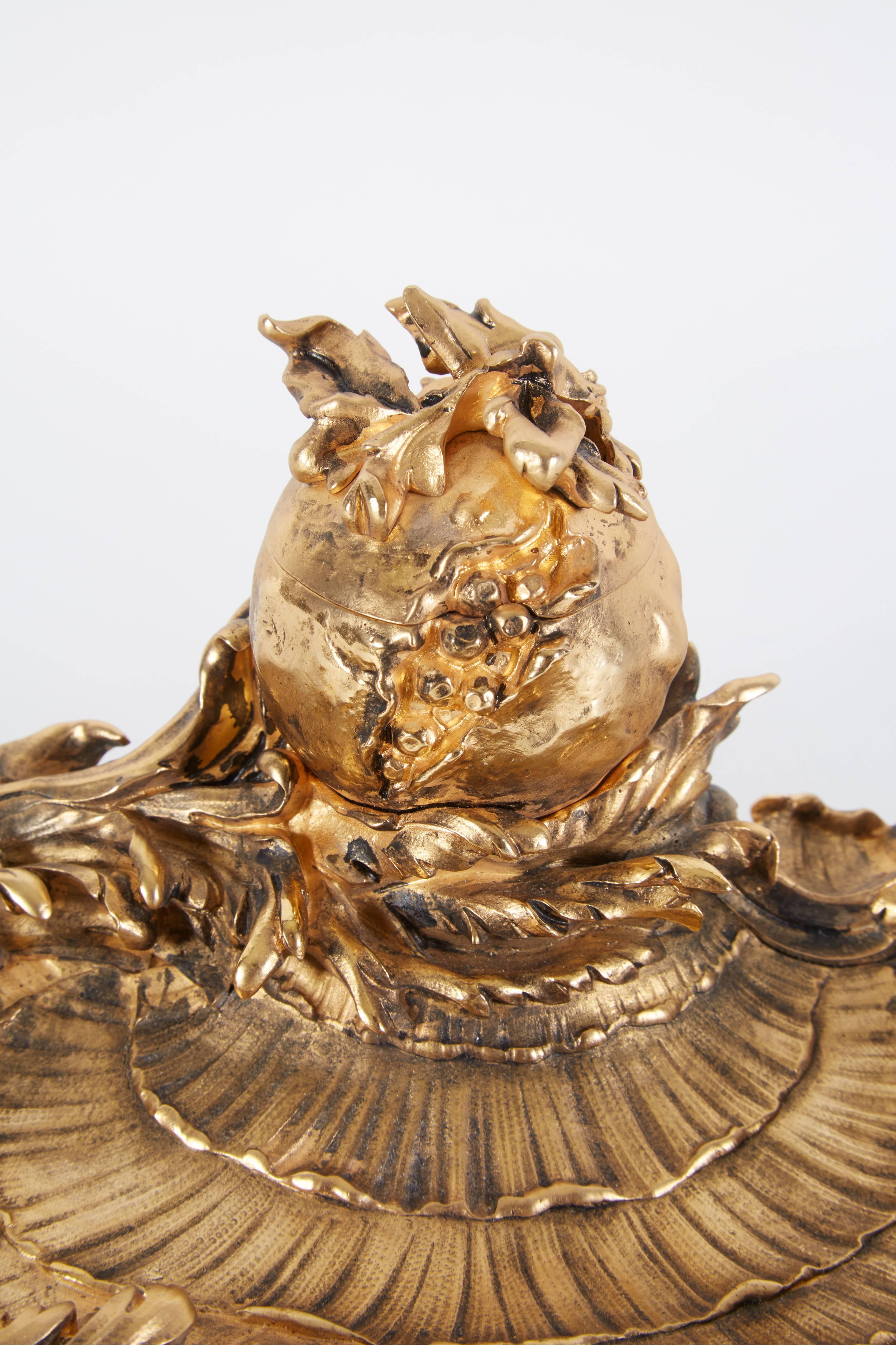 Rococo French Bronze Ormolu Desk Inkwell Encrier by Paul Sormani, 19th Century In Excellent Condition In New York, NY