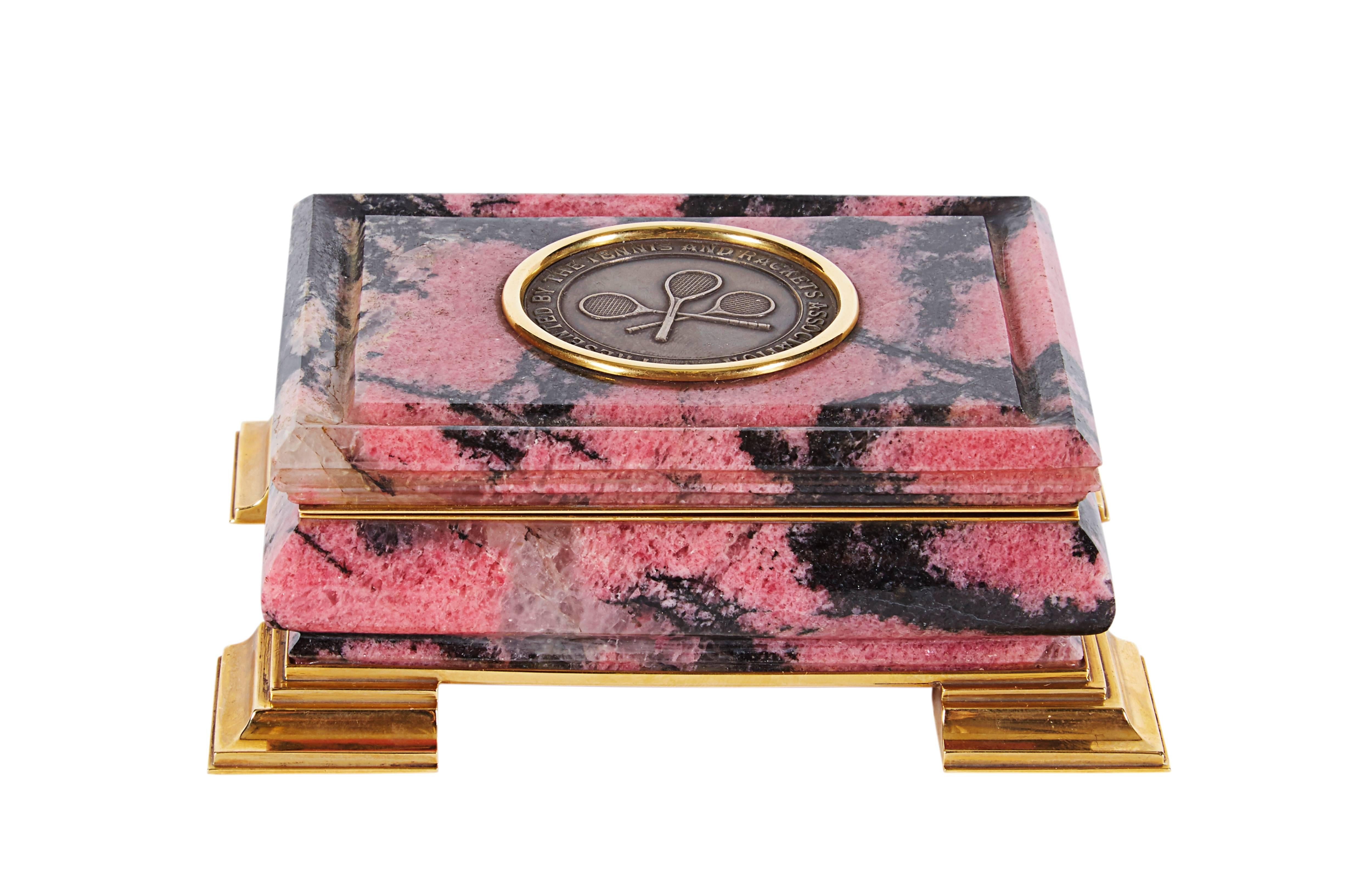 18-Karat Gold-Mounted Russian Rhodonite Box for Tennis and Racquet ...