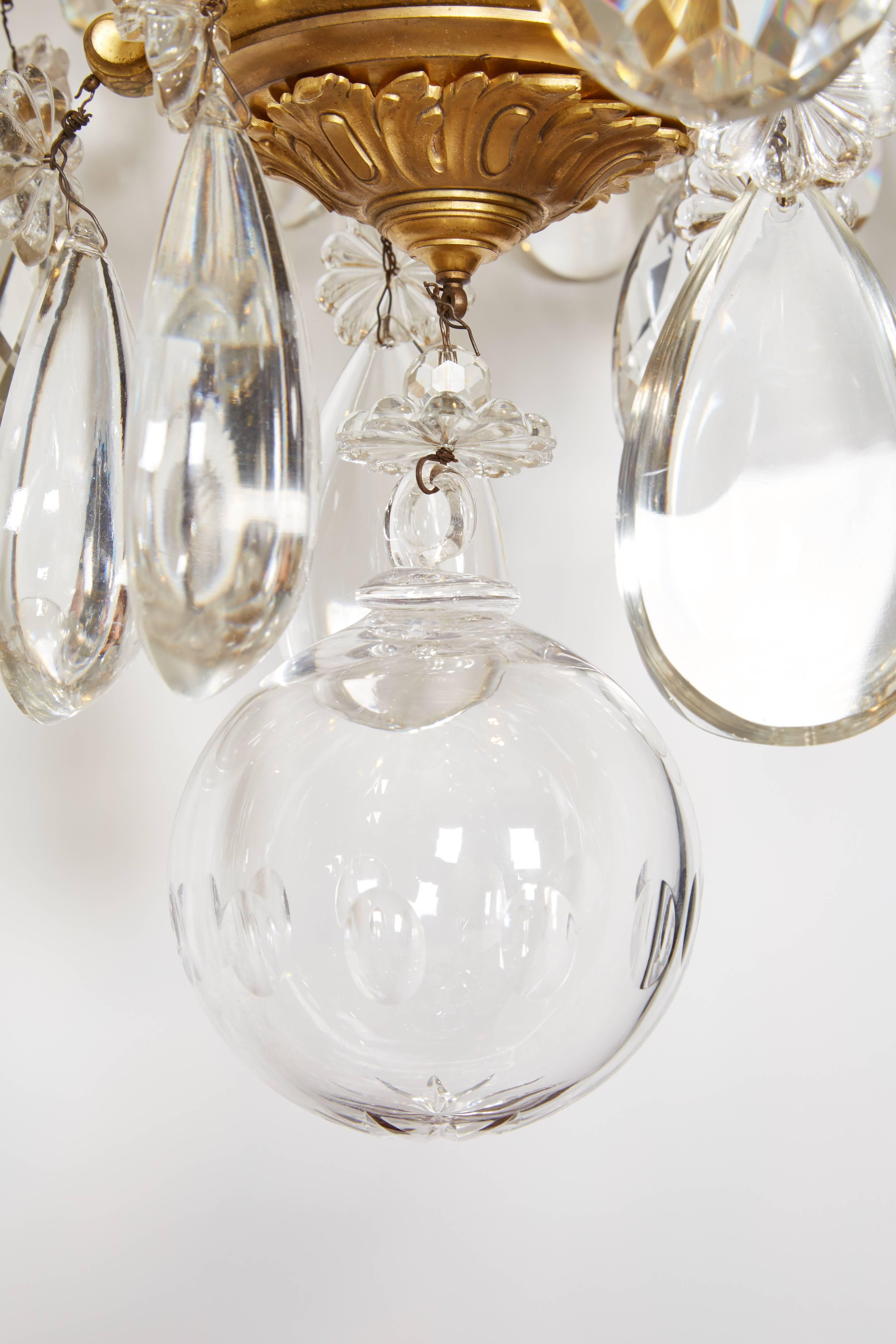 French Ormolu Bronze Baccarat Glass & Rock Crystal Fifteen-Light Chandelier 3