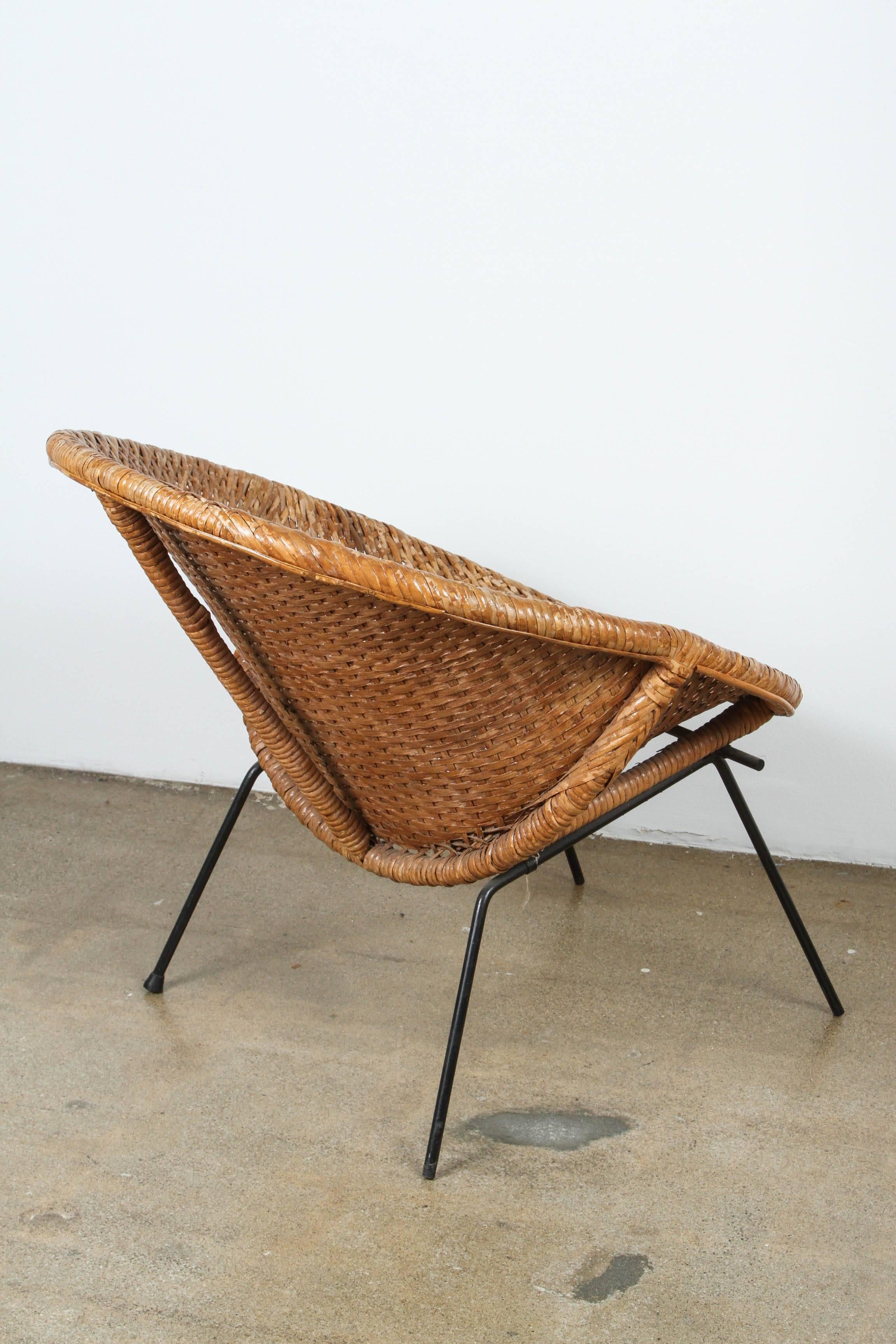 Caning Pair of Rattan Armchairs For Sale