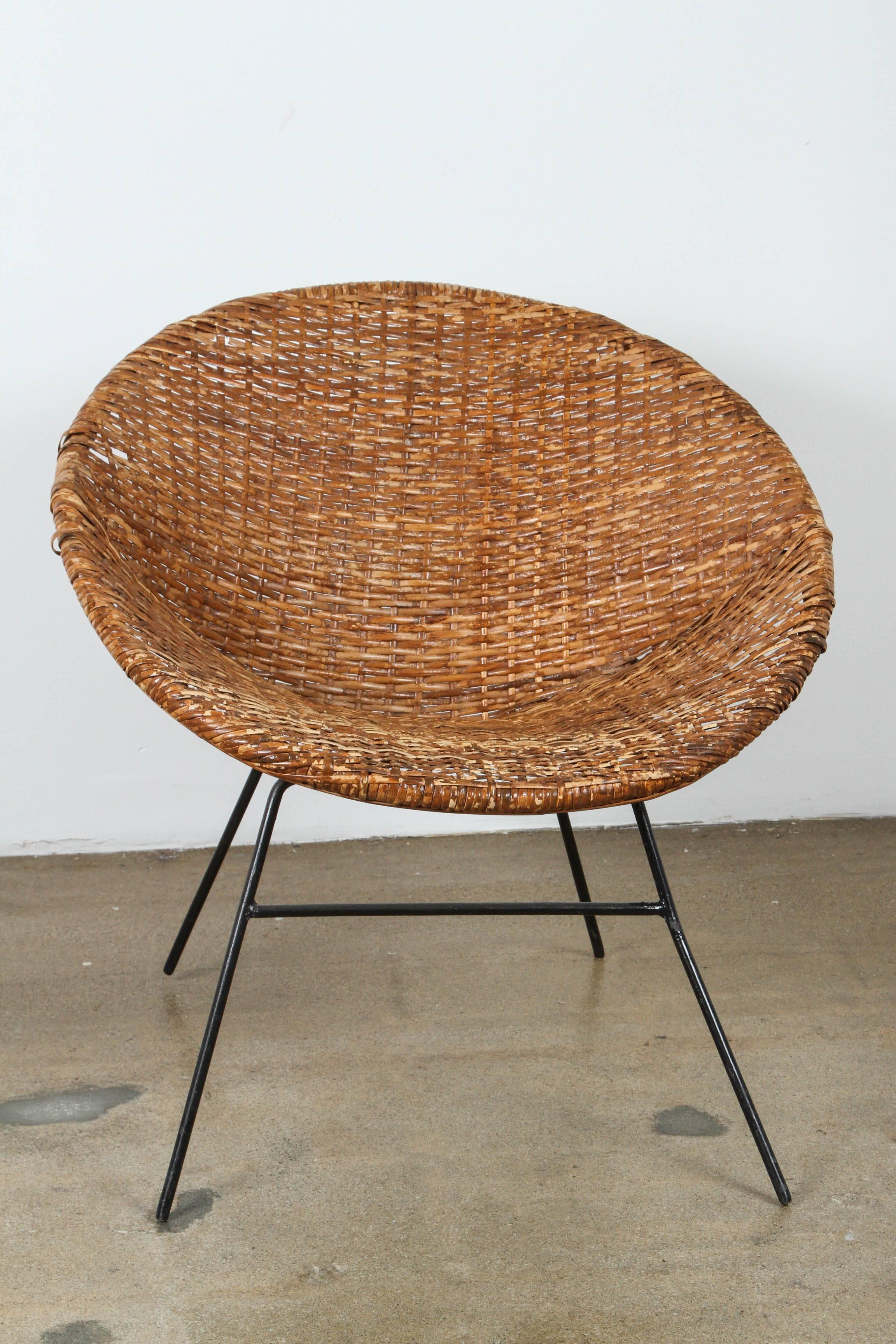 Pair of Rattan Armchairs In Fair Condition For Sale In Santa Monica, CA