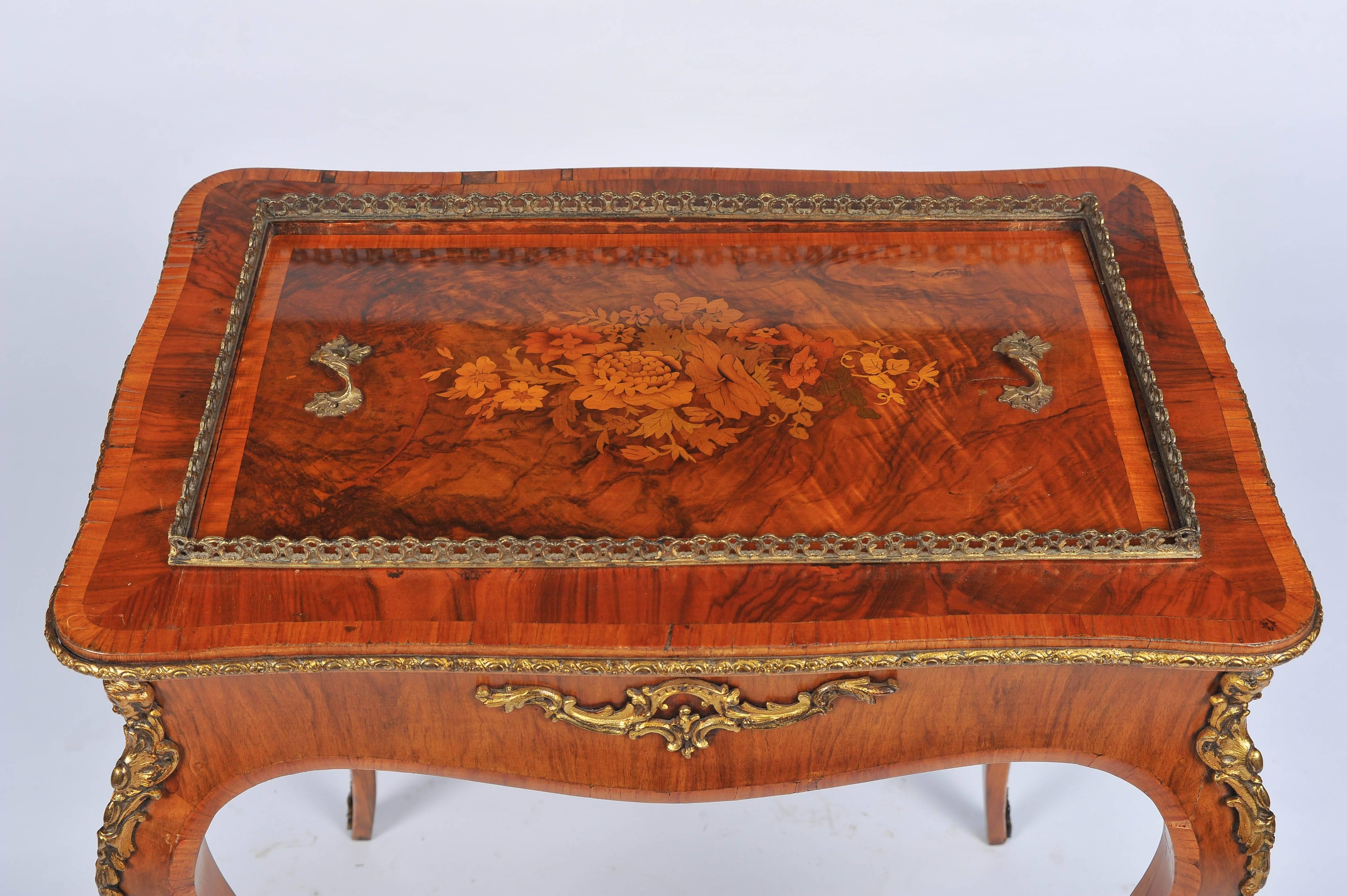 French Victorian Marquetry Jardiniere / Side Table