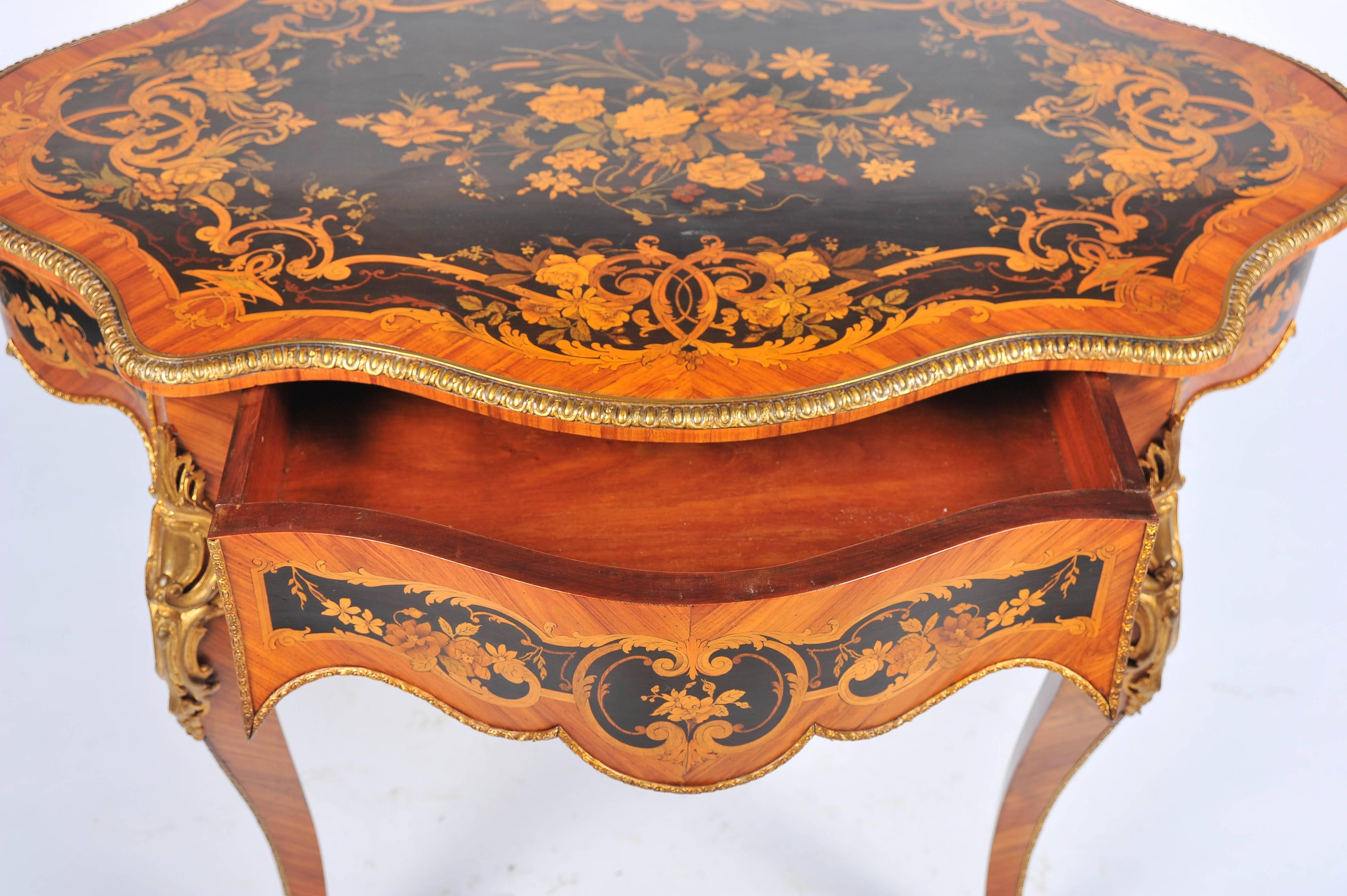 19th Century Marquetry Centre Table, Louis XV Style For Sale 4