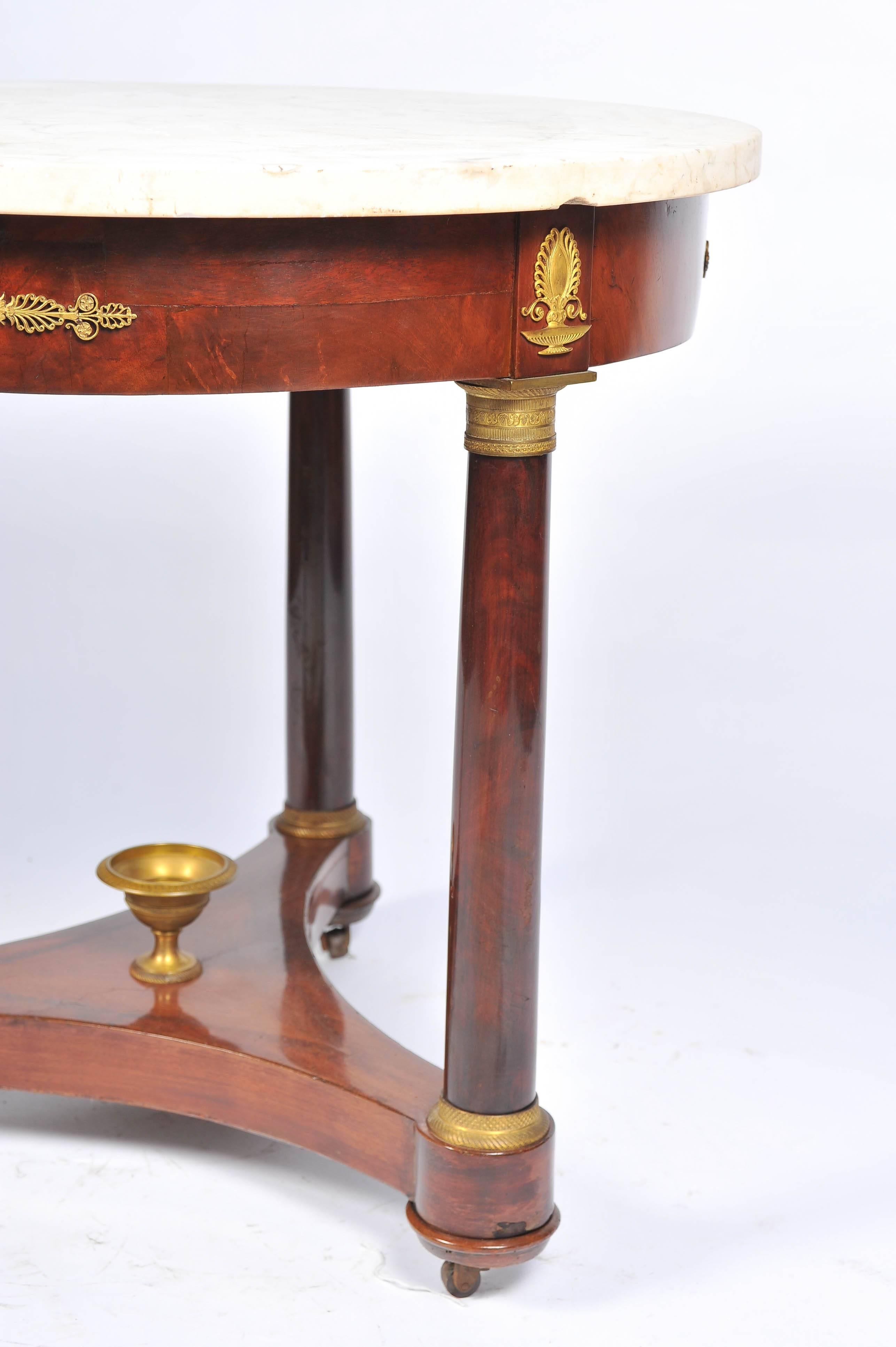 Marble 19th Century French Empire Influenced Centre Table For Sale