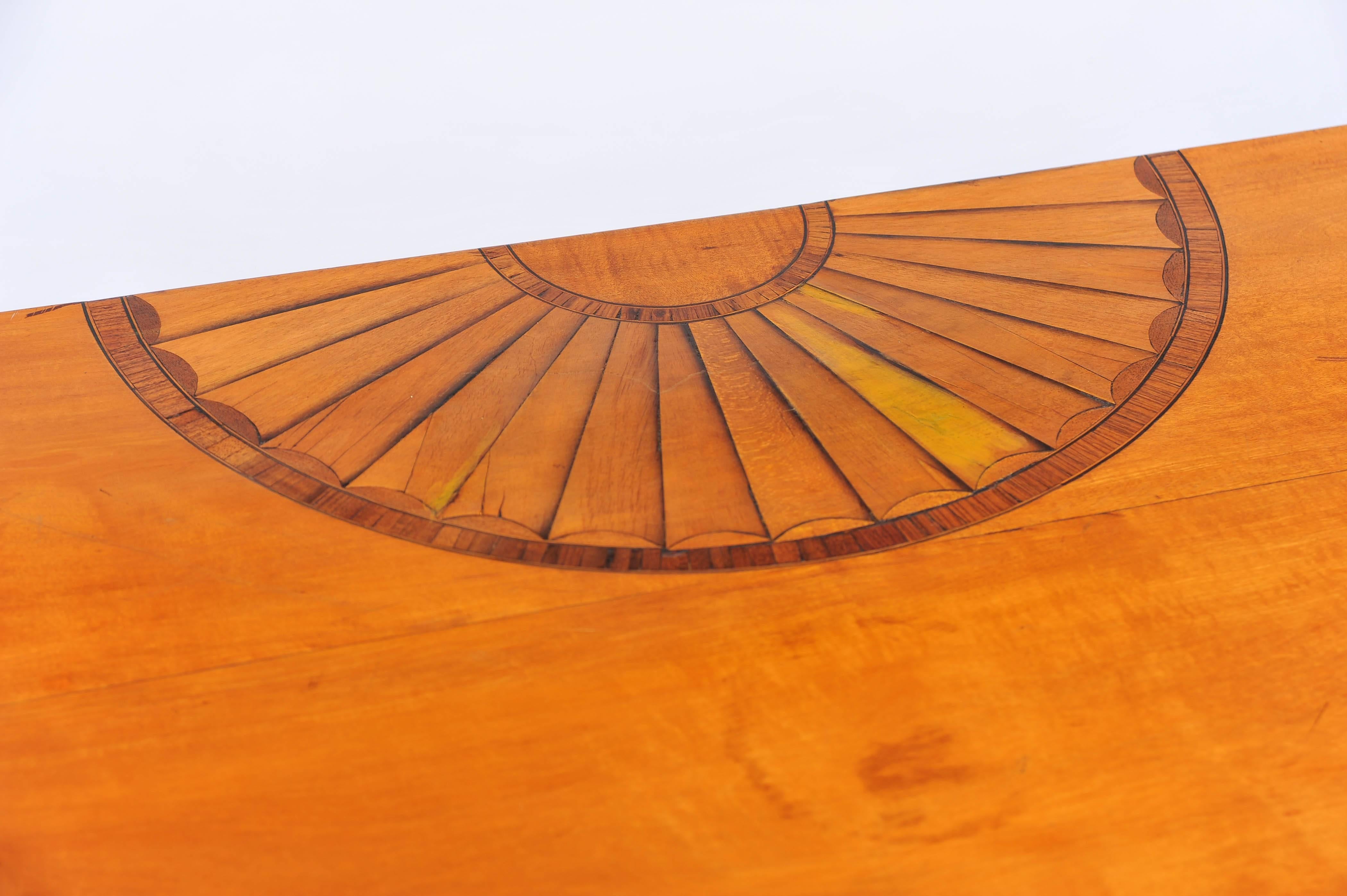 Inlay Sheraton Satinwood Card Table For Sale