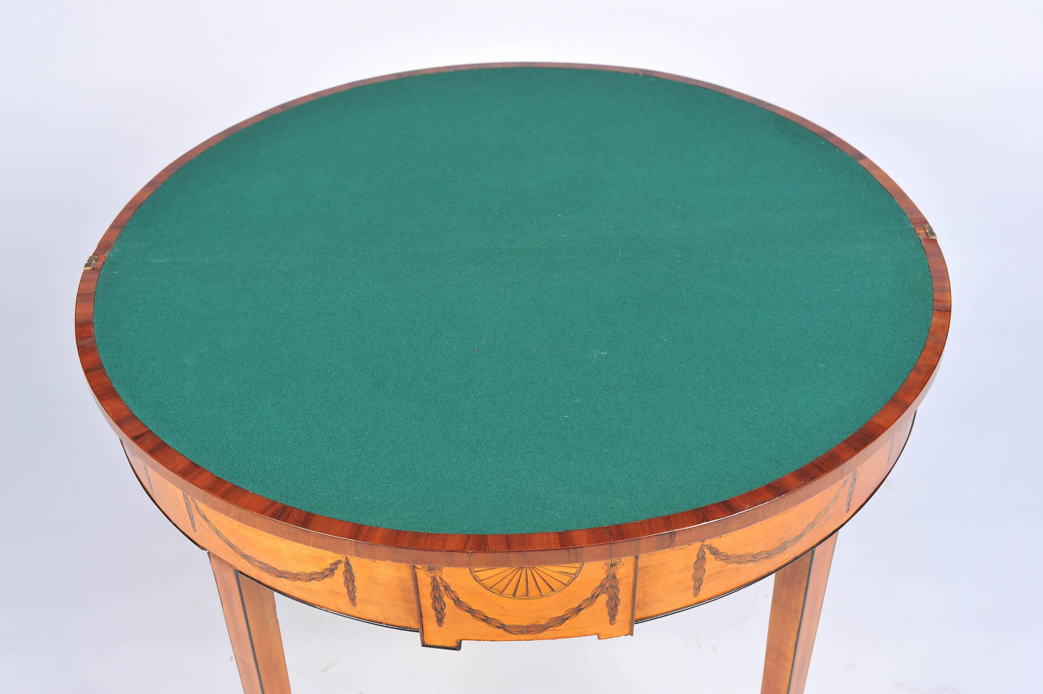 Sheraton Satinwood Card Table In Good Condition For Sale In Brighton, Sussex