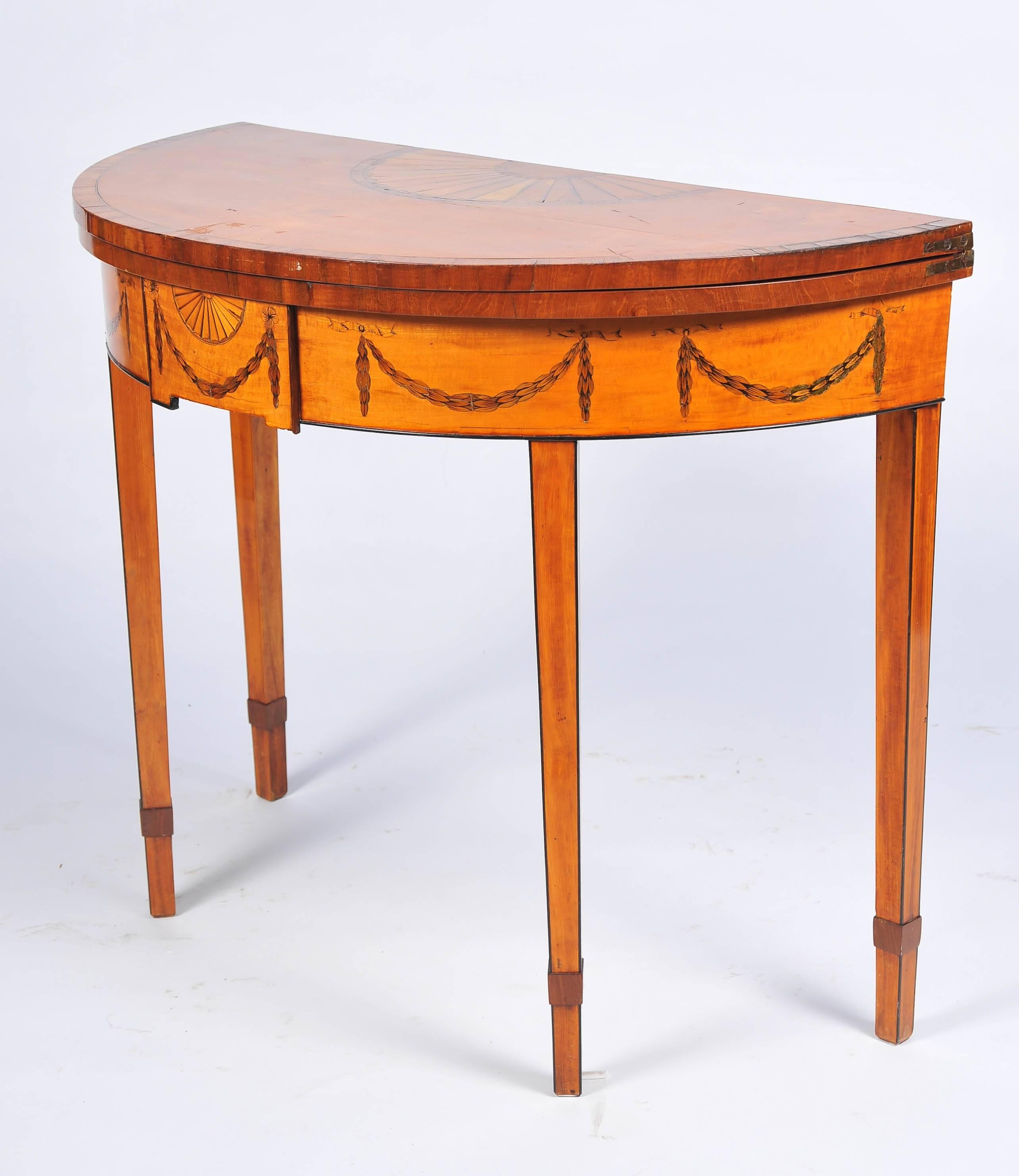 18th Century Sheraton Satinwood Card Table For Sale