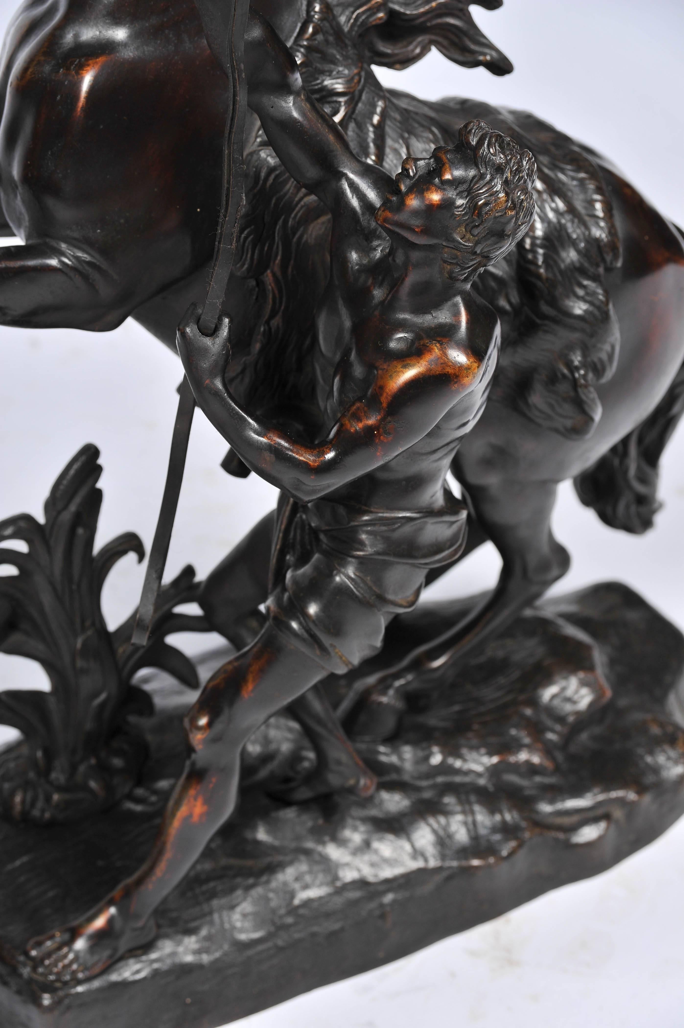 French Pair of 19th Century Bronze Marley Horses