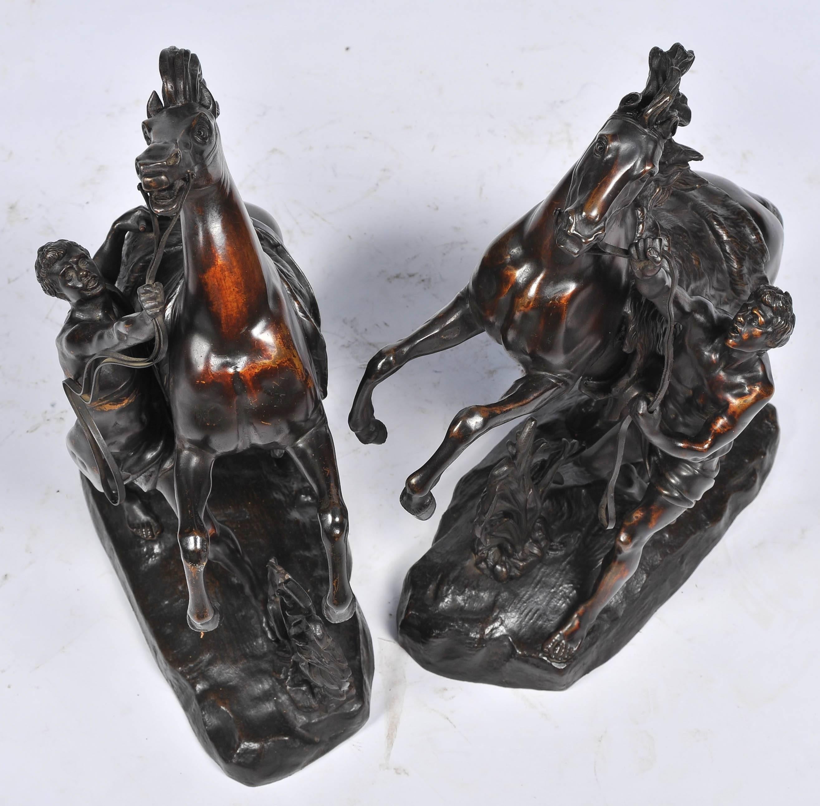 Pair of 19th Century Bronze Marley Horses In Good Condition In Brighton, Sussex