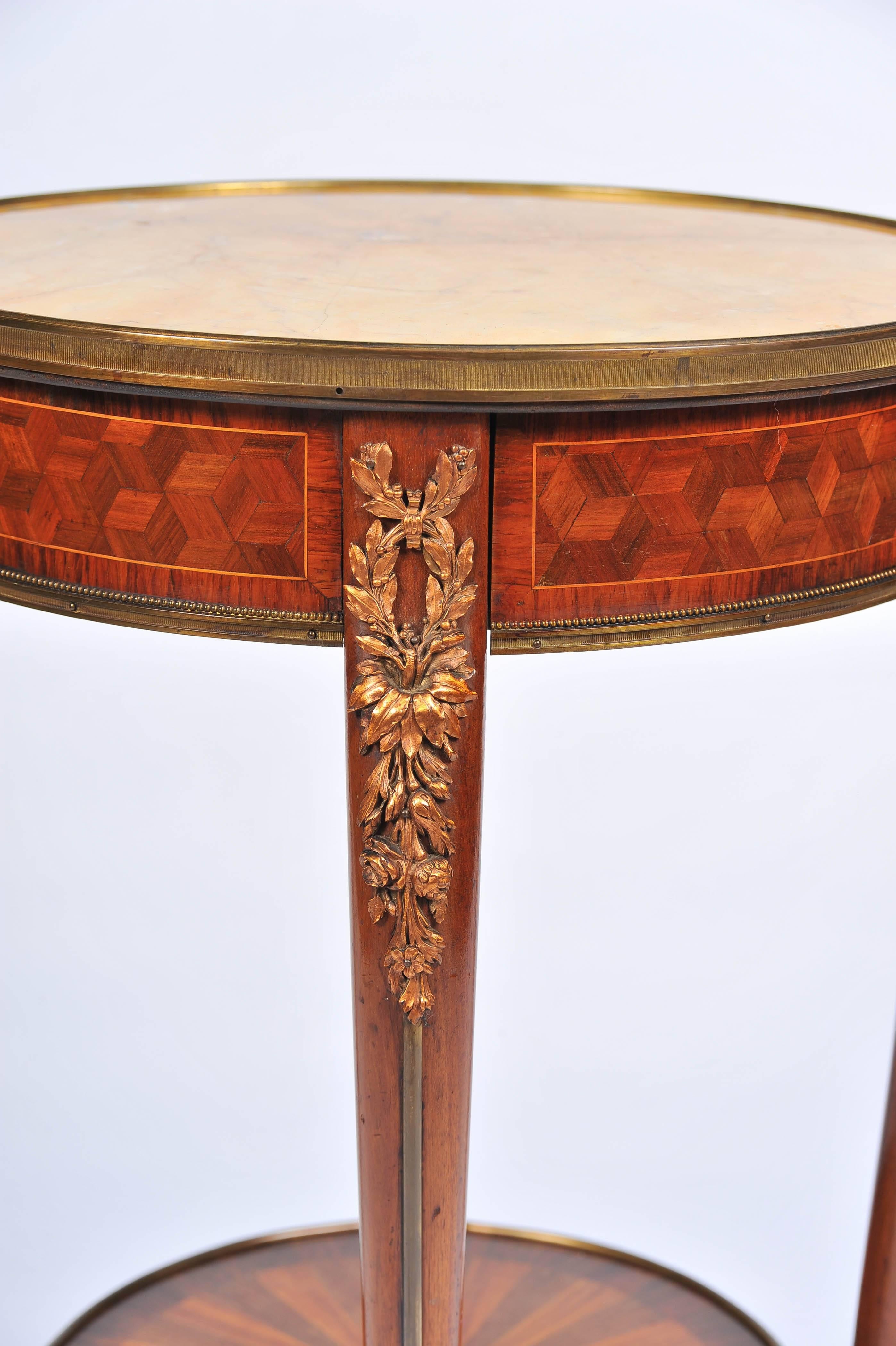 Inlay Louis XV Style Marble topped Gueridon For Sale