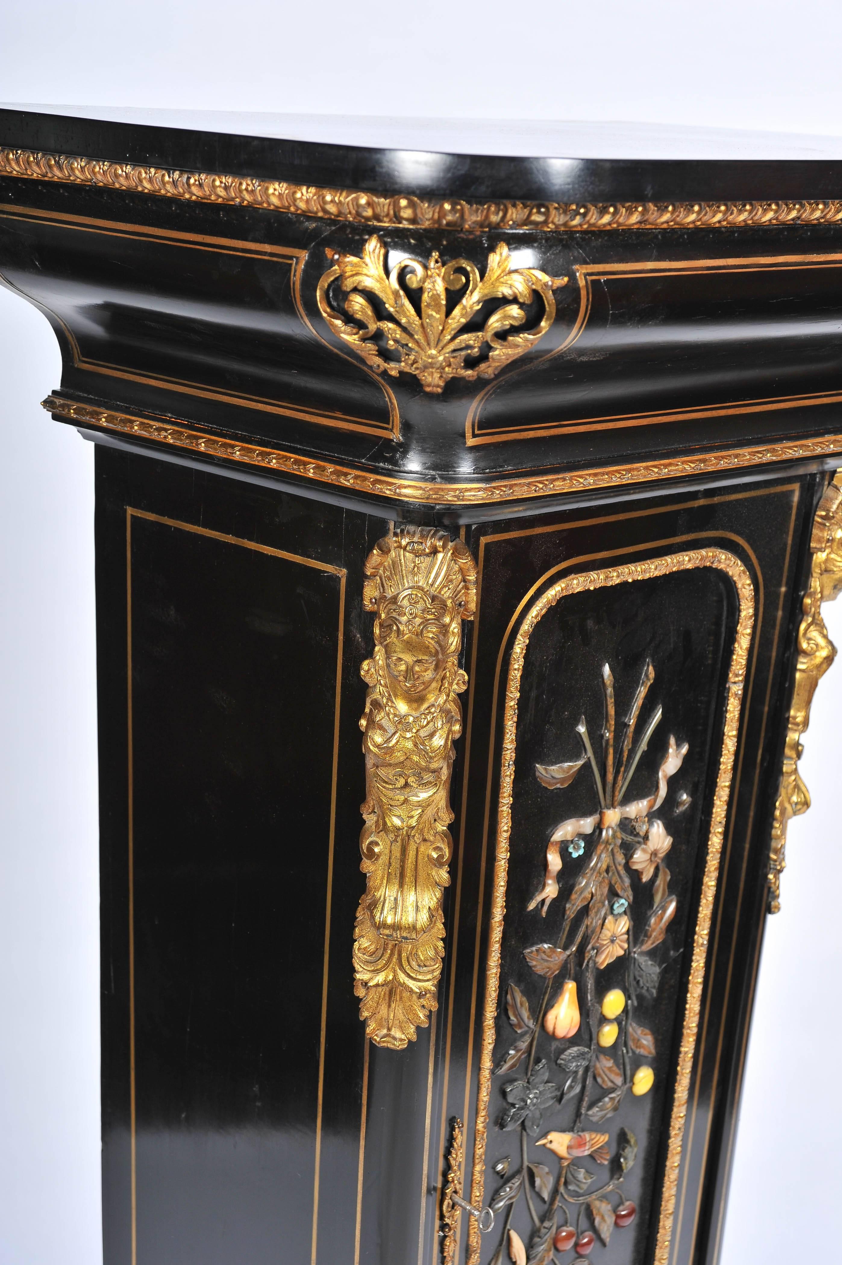 French 19th Century Pedestal with Petra Dura Inlay