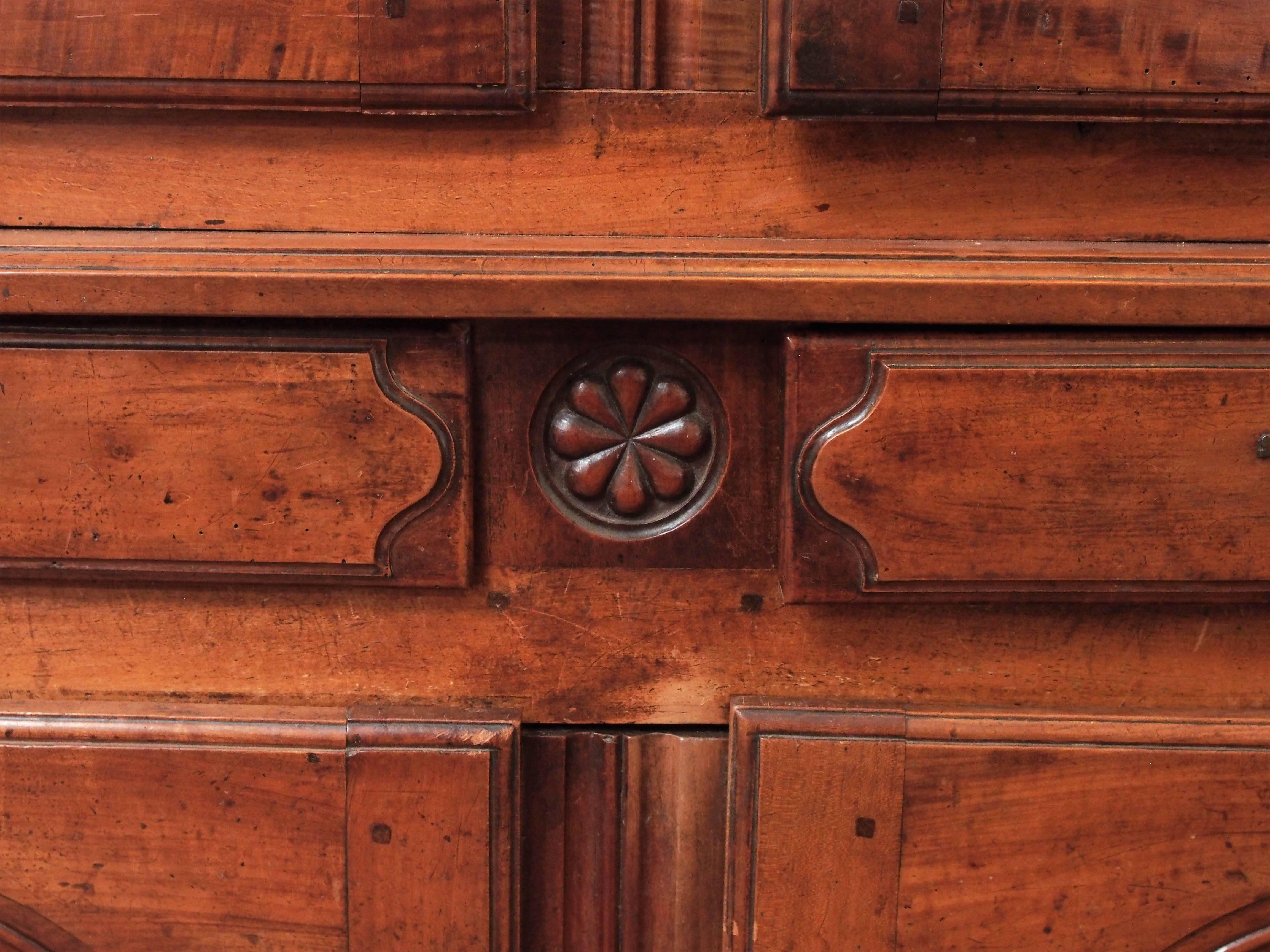 Iron 18th Century French Walnut Buffet a Deux Corps For Sale