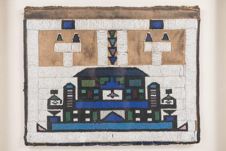 Vintage African Beadwork Tapestry Remnant in Shadow Box at 1stDibs