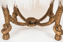 Napoleon III Style Stool in Gilt Finish with Lambs Wool Upholstery