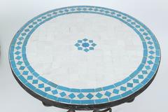 Moroccan Mosaic Turquoise Blue Tile Bistro Table Iron Base