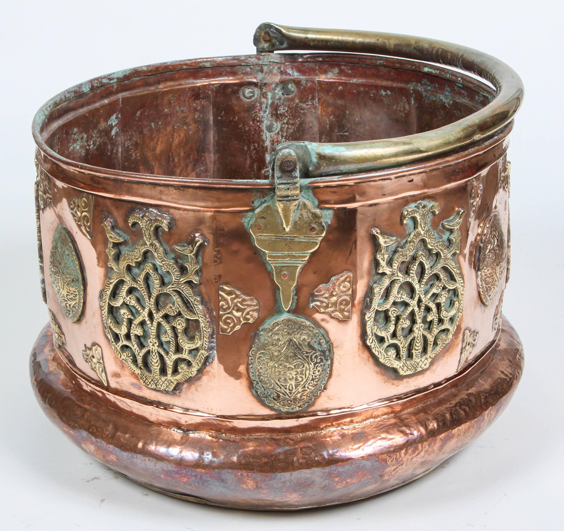 20th Century Large Moroccan Moorish Copper and Brass Planter