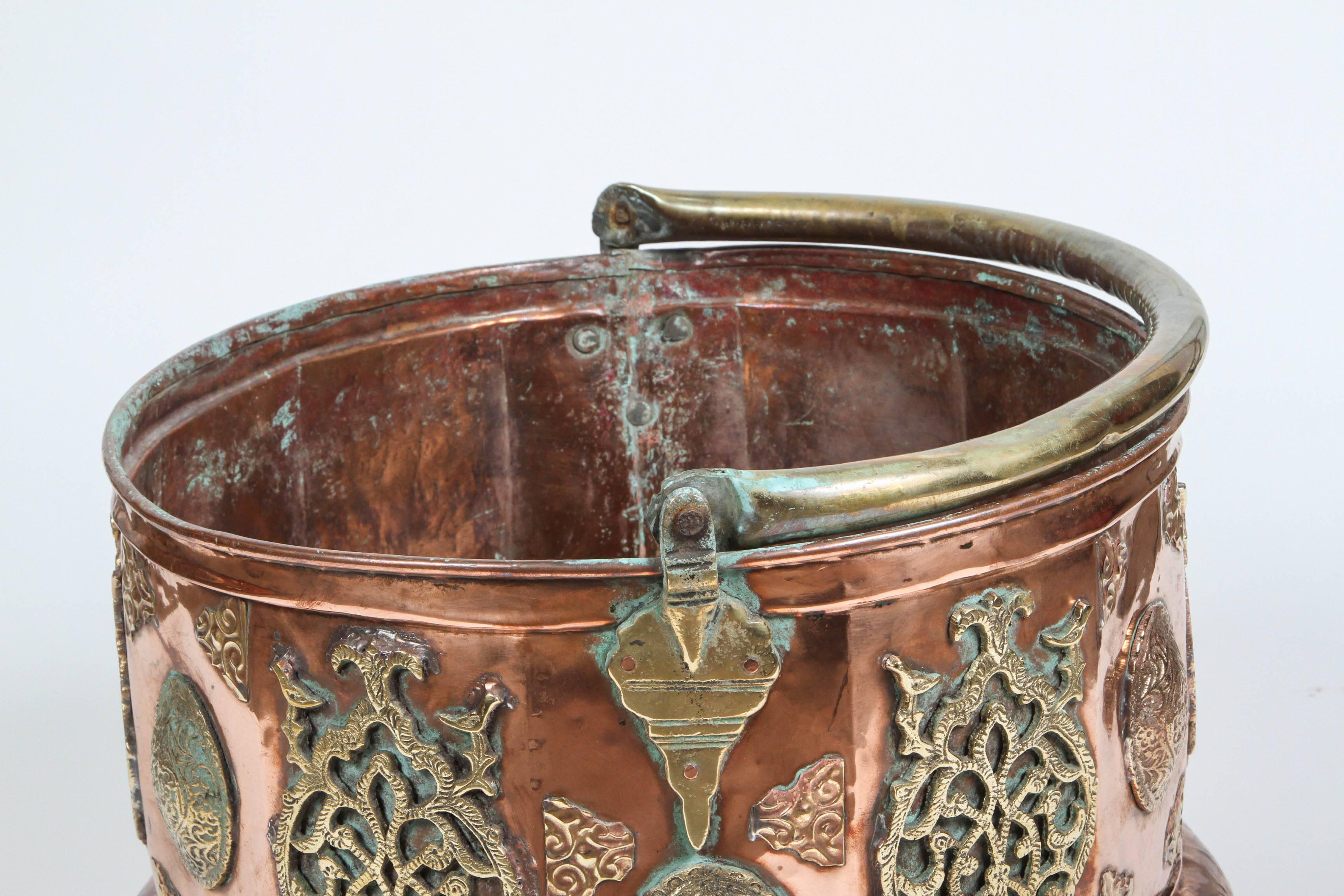 Large Moroccan Moorish Copper and Brass Planter 1