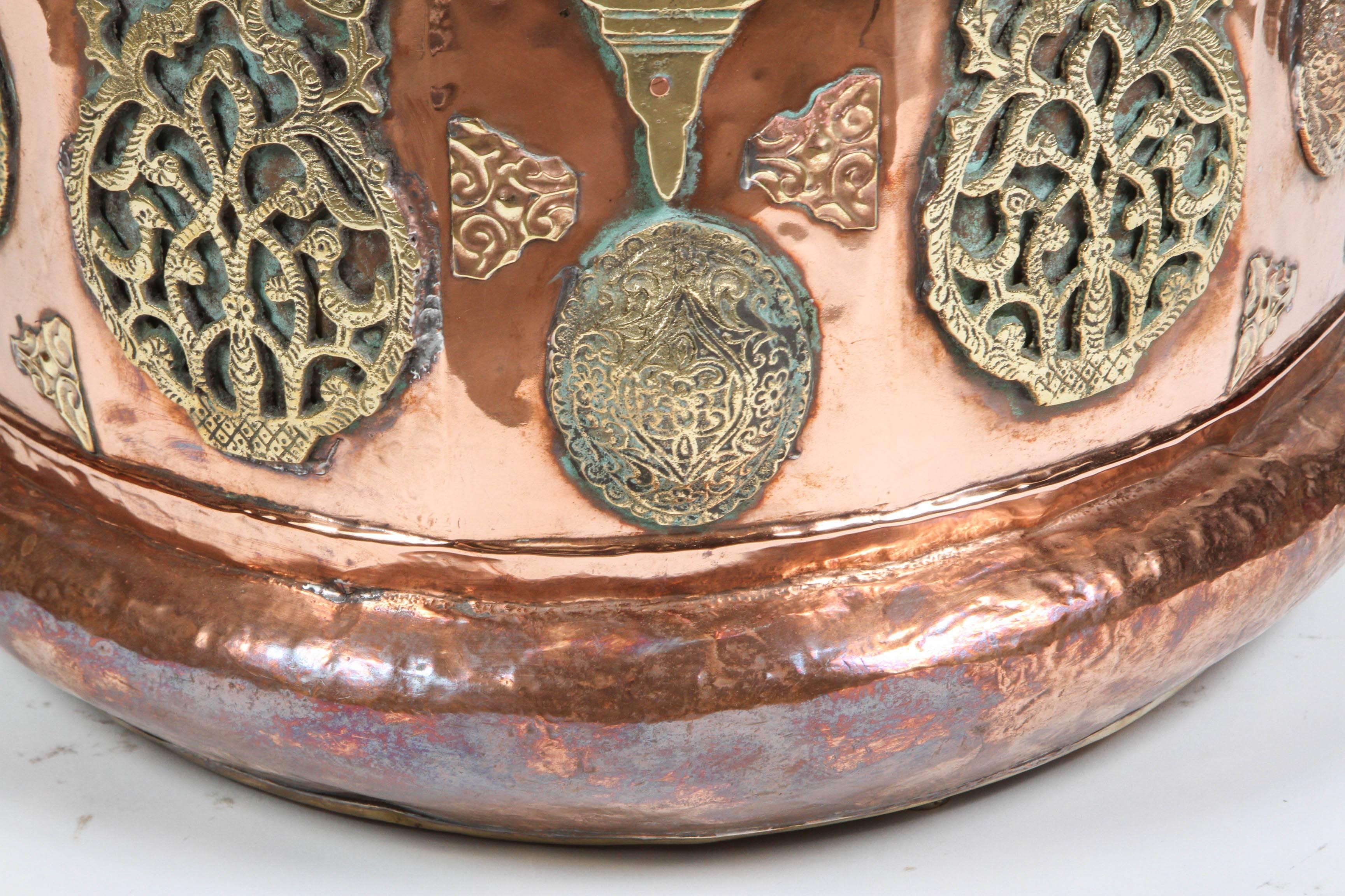 Large Moroccan Moorish Copper and Brass Planter 2