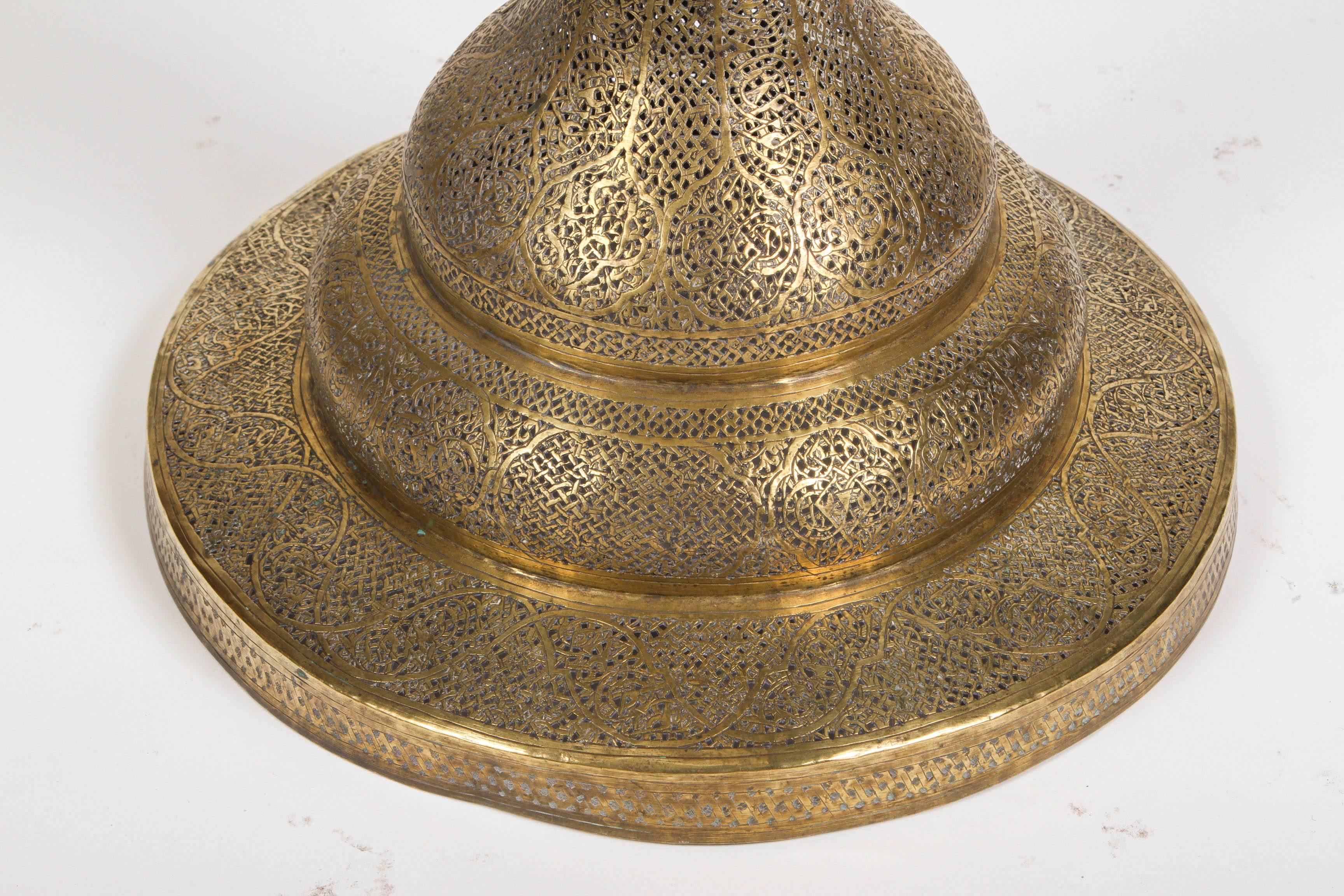 Antique Islamic Brass Candleholder Floor Lamp In Good Condition In North Hollywood, CA