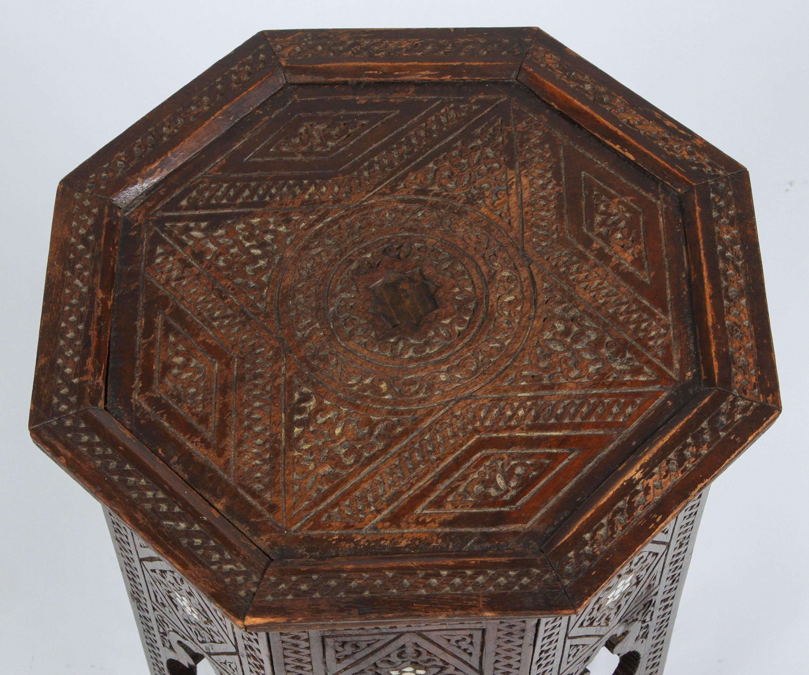Syrian 19th Century Octagonal Table Inlaid with Mother-of-Pearl 1