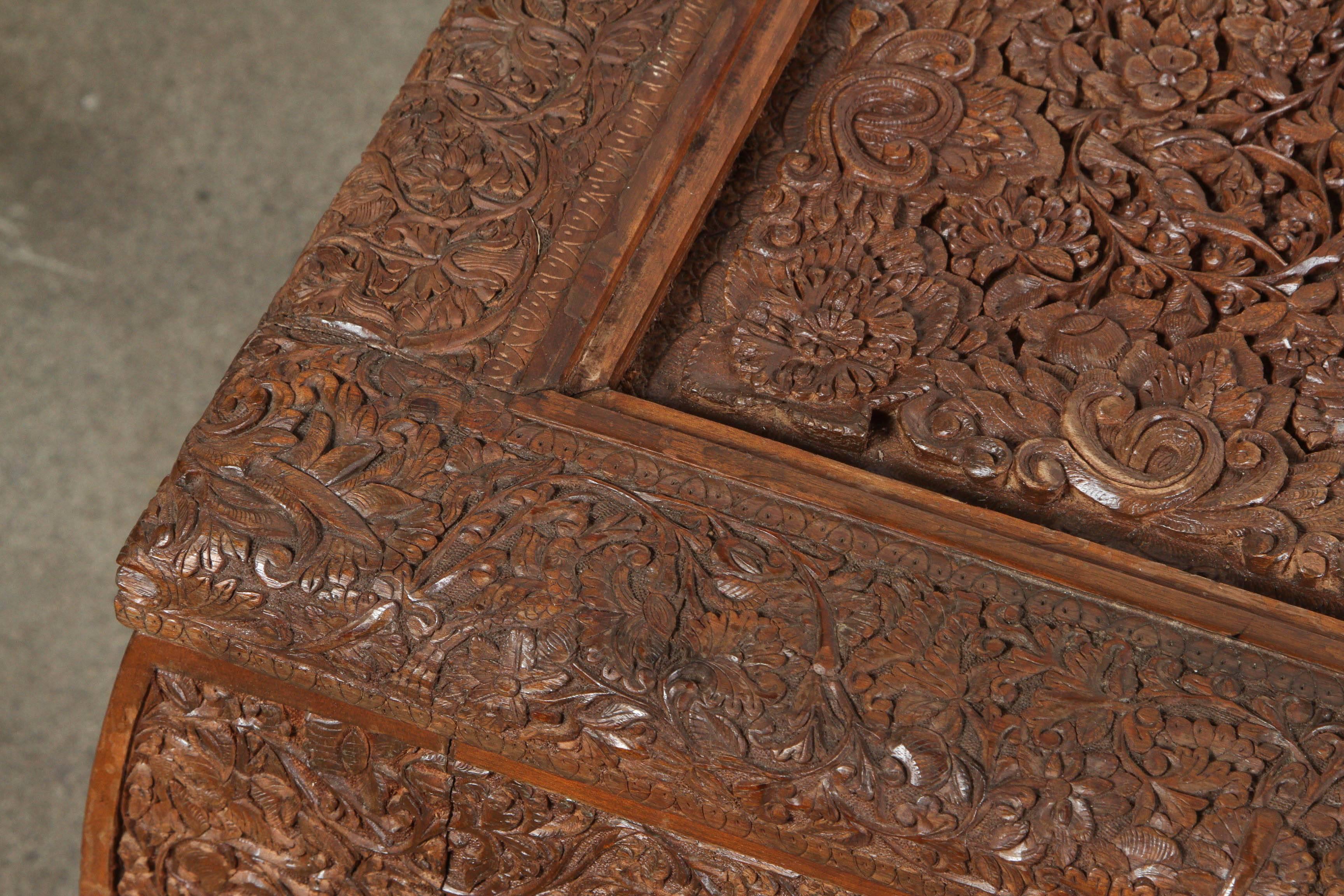 Indonesian Anglo Indian Hand-Carved Coffee Table