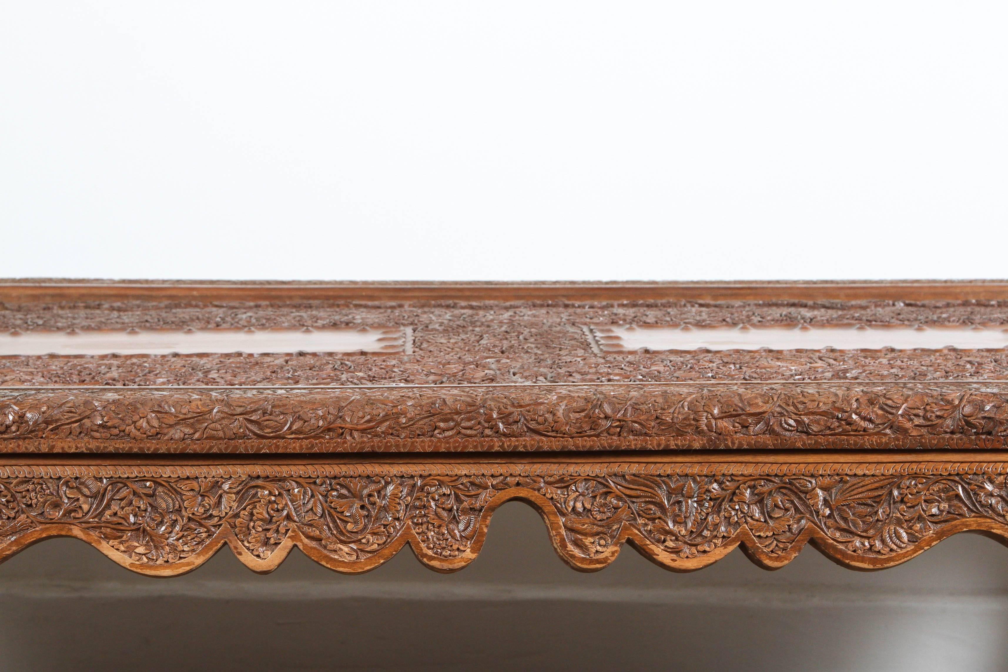 Wood Anglo Indian Hand-Carved Coffee Table