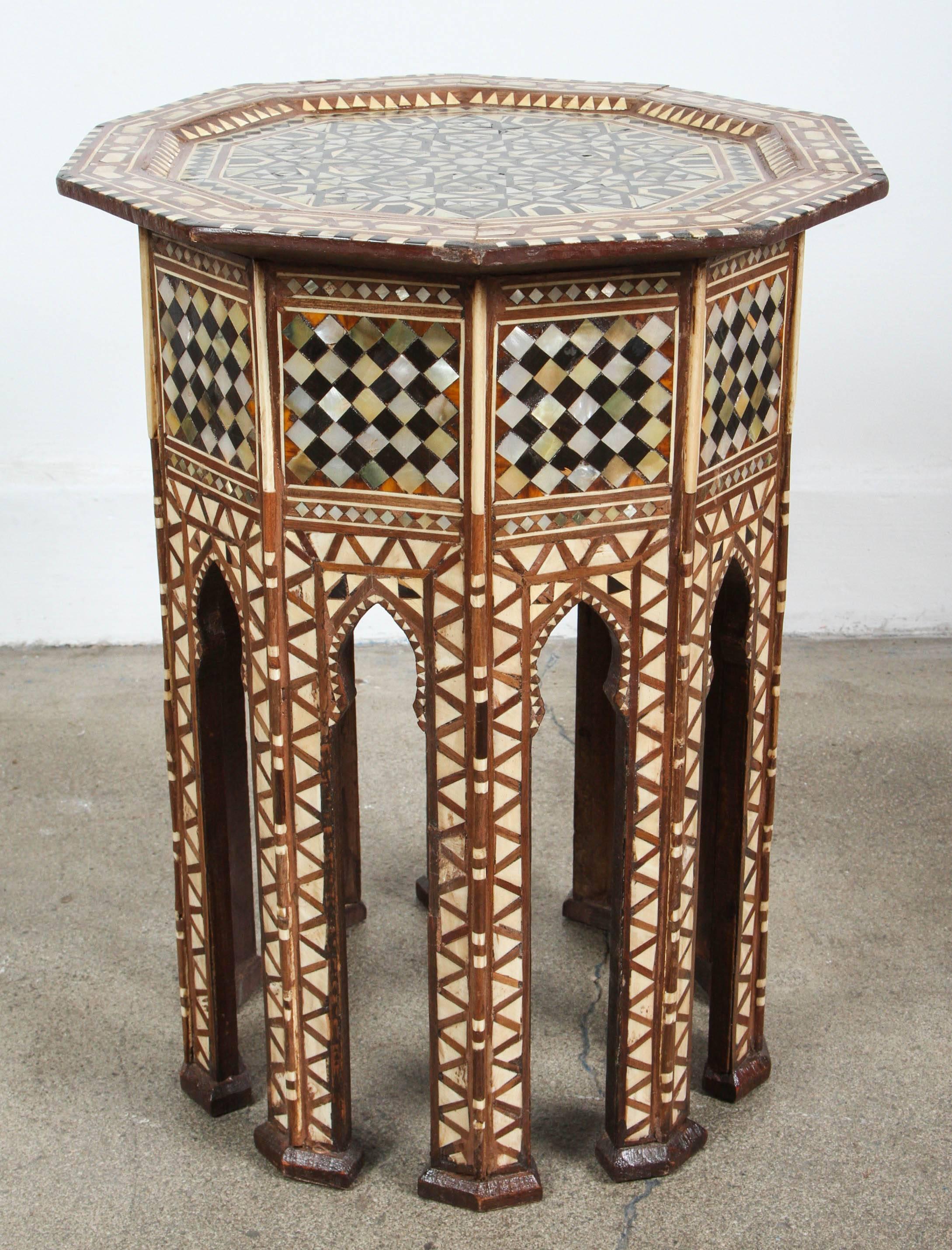Moorish Syrian Octagonal tables Inlaid with Mother-of-Pearl