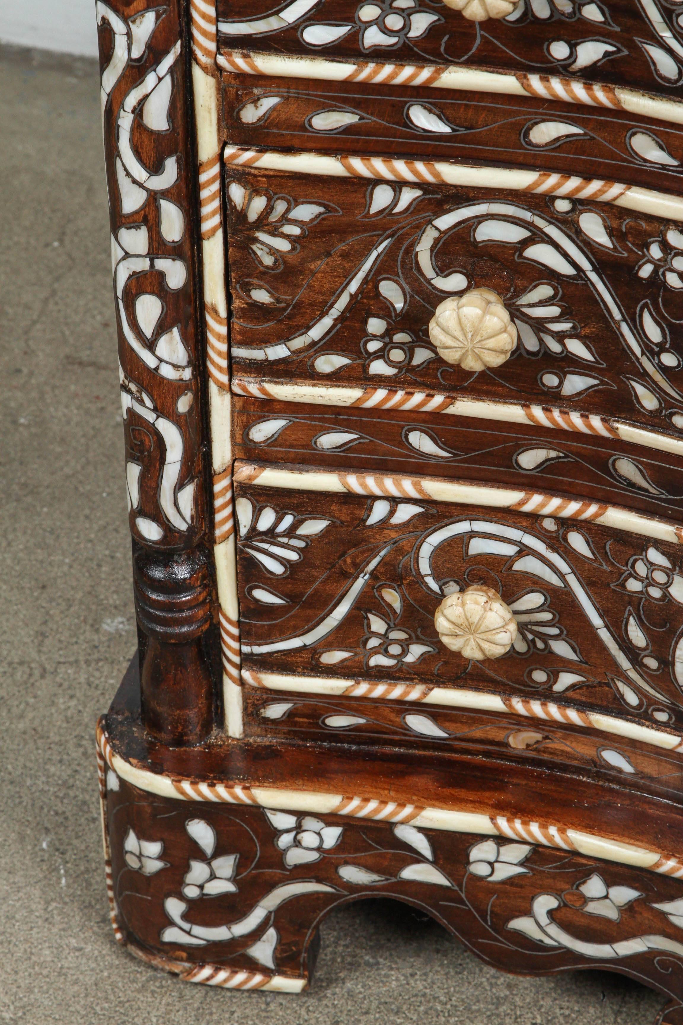 Pair of Syrian Mother of Pearl Inlay Nightstands In Good Condition In North Hollywood, CA