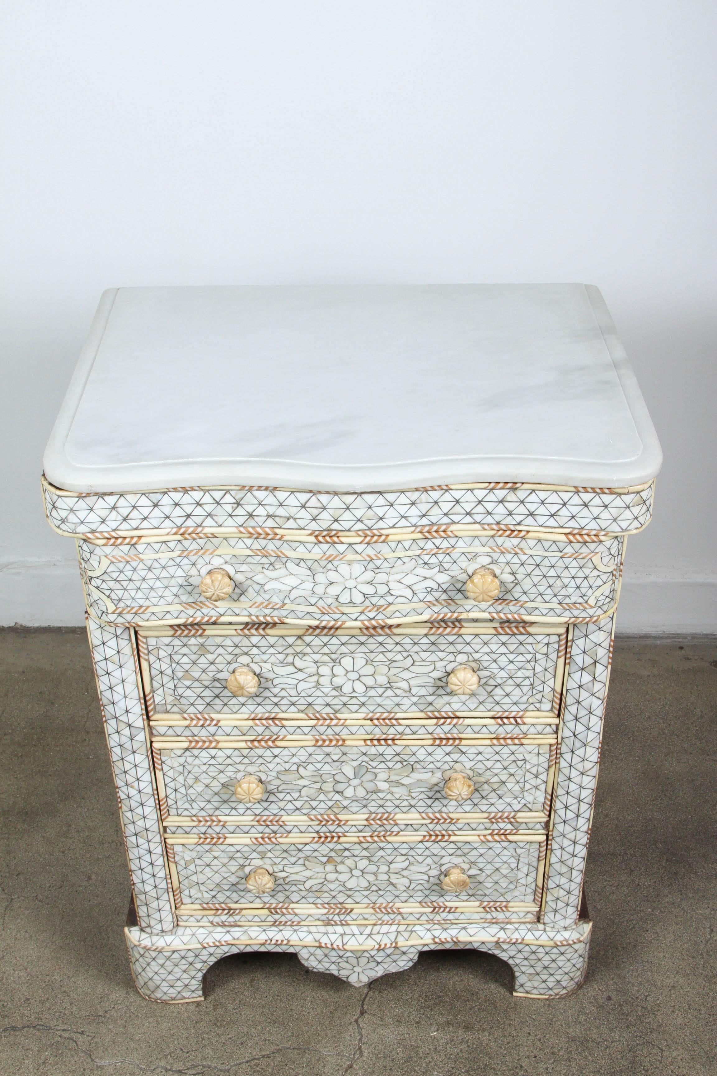 Pair of Mother-of-Pearl Inlay Syrian Nightstands In Good Condition In North Hollywood, CA