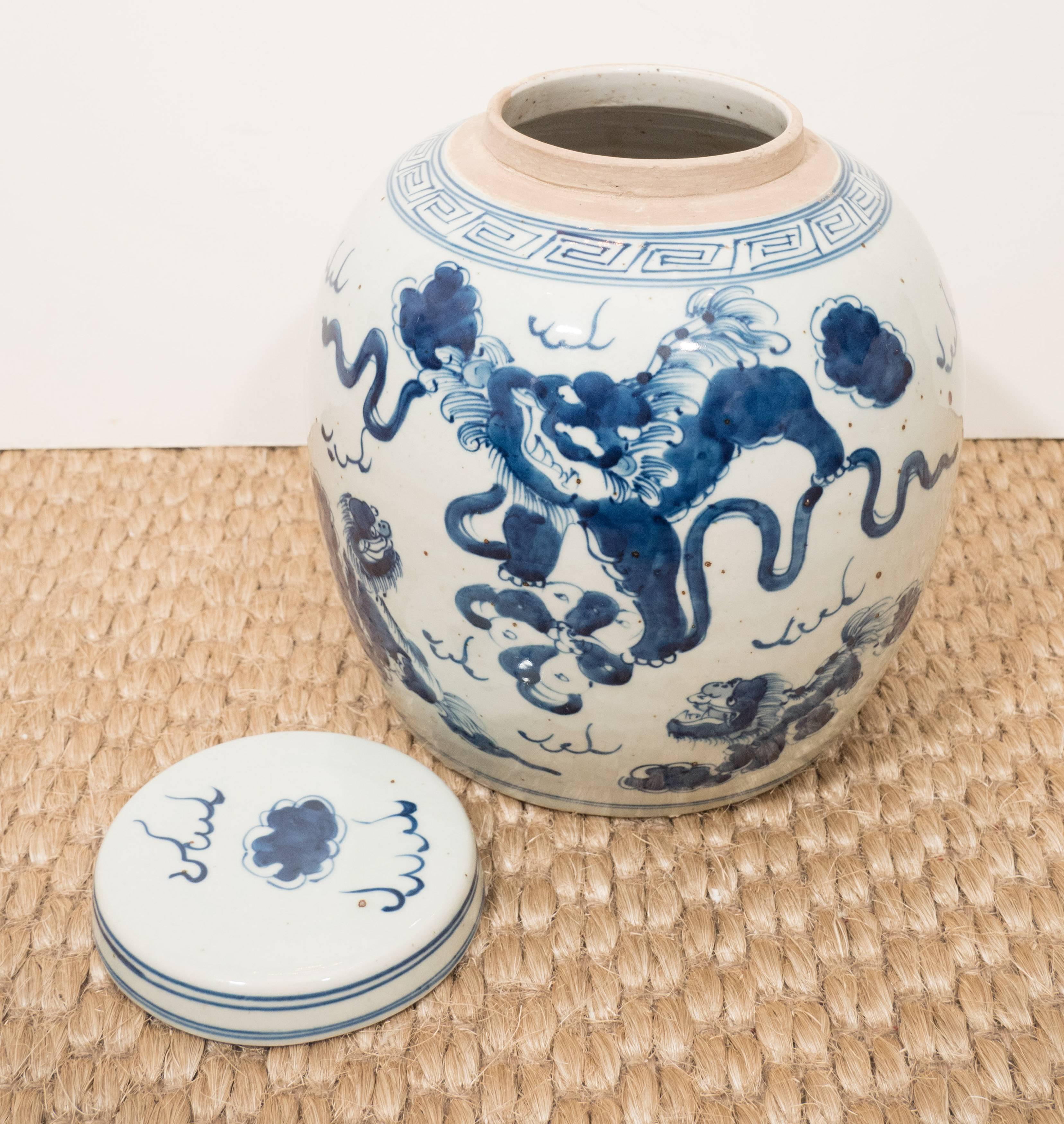 Pair of Blue and White Chinese Export Ginger Jars 1