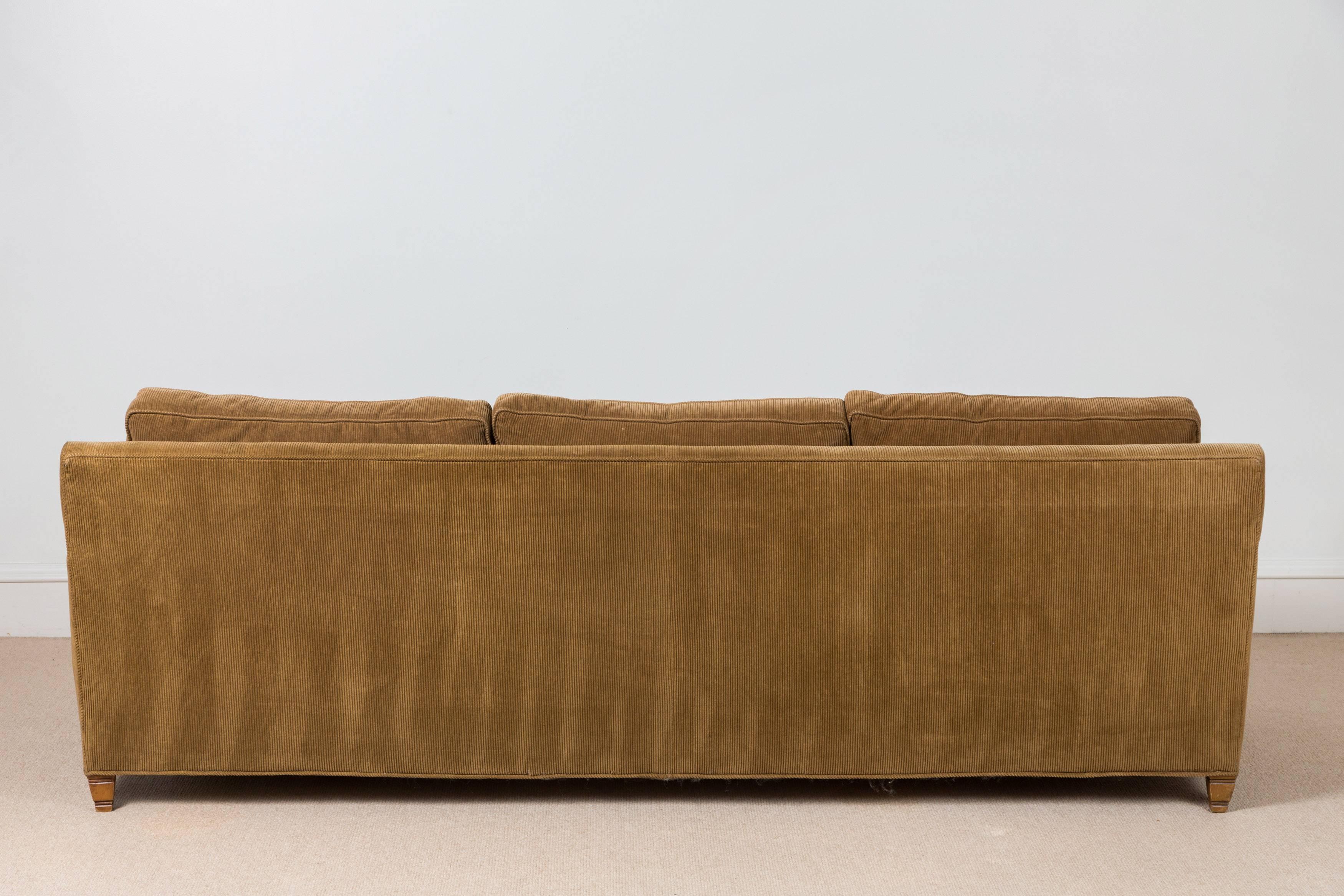 Mid-Century Danish Corduroy Sofa In Good Condition In Chicago, IL