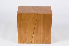 Pair of Geometric American Oak Brancusi-Style Pedestal Tables, circa 1960