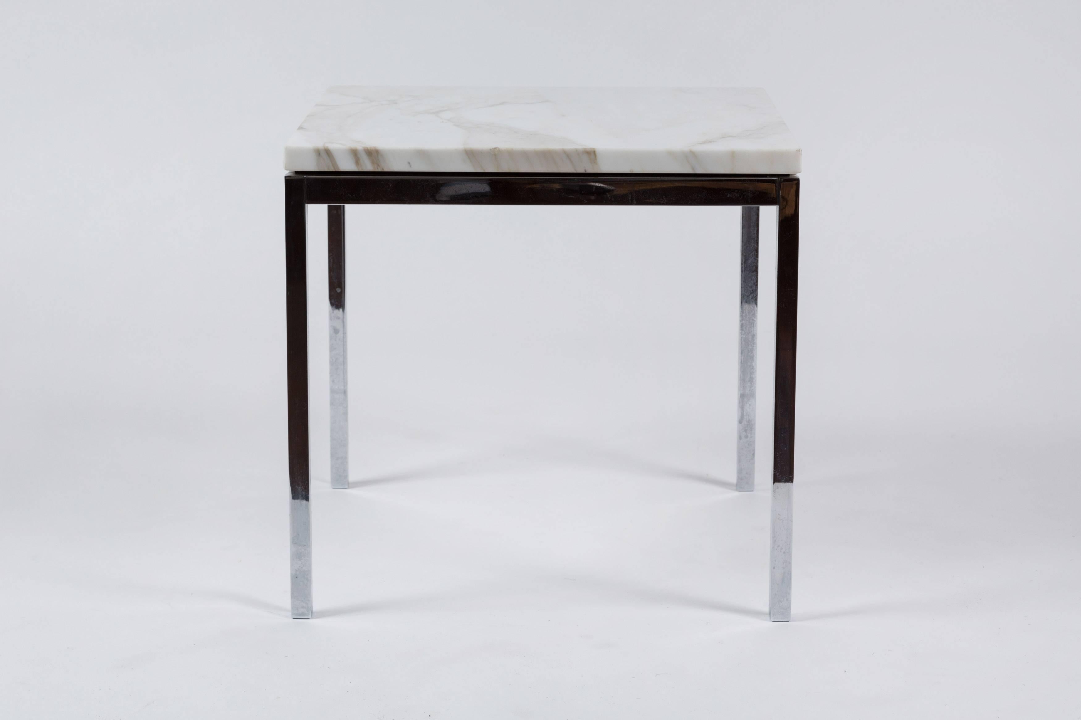 American Knoll-Style Chrome and Marble End Table, circa 1950 For Sale 3