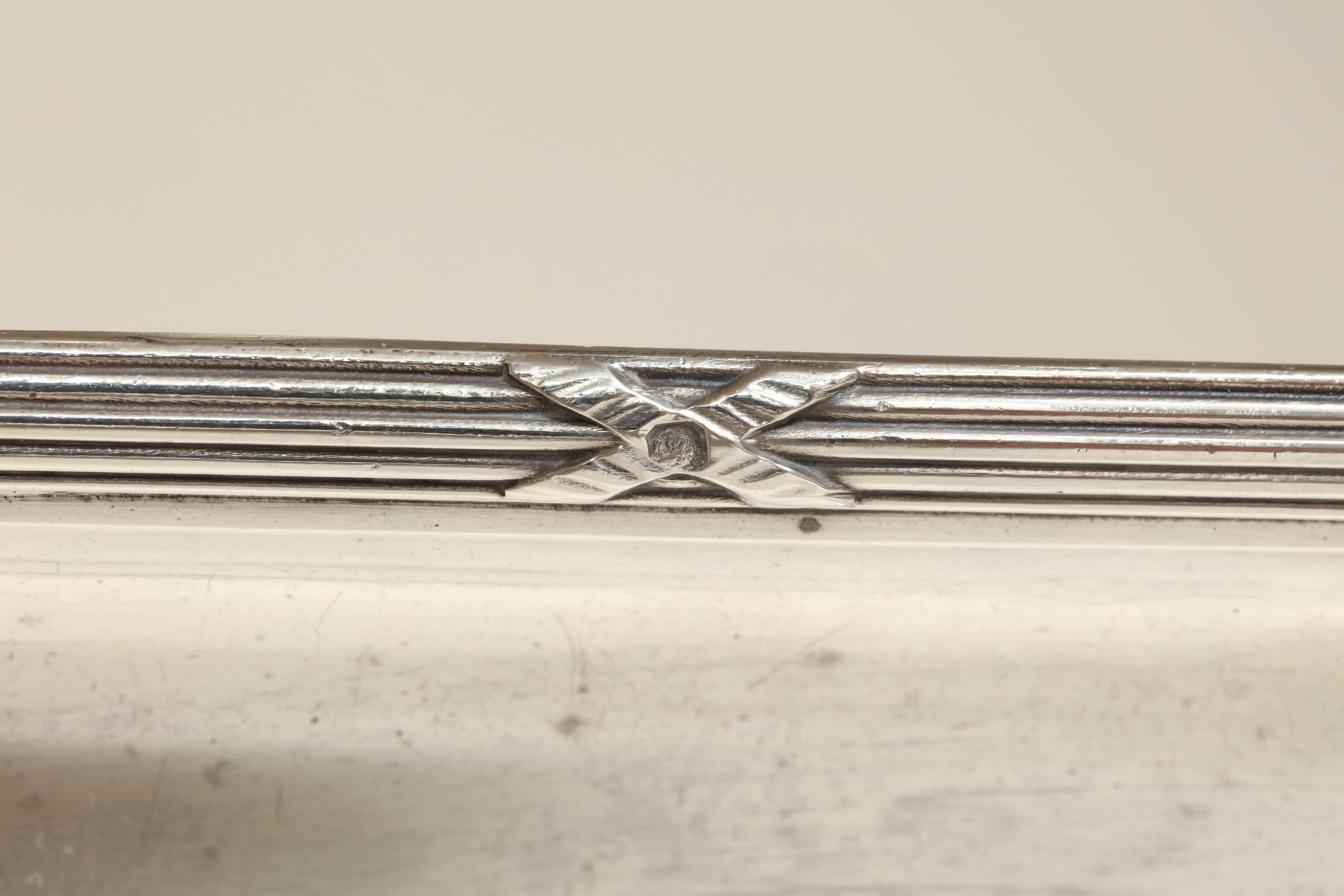 Charles Tirbour French Art Deco Small Rectangular Sterling Silver Tray In Excellent Condition In New York, NY