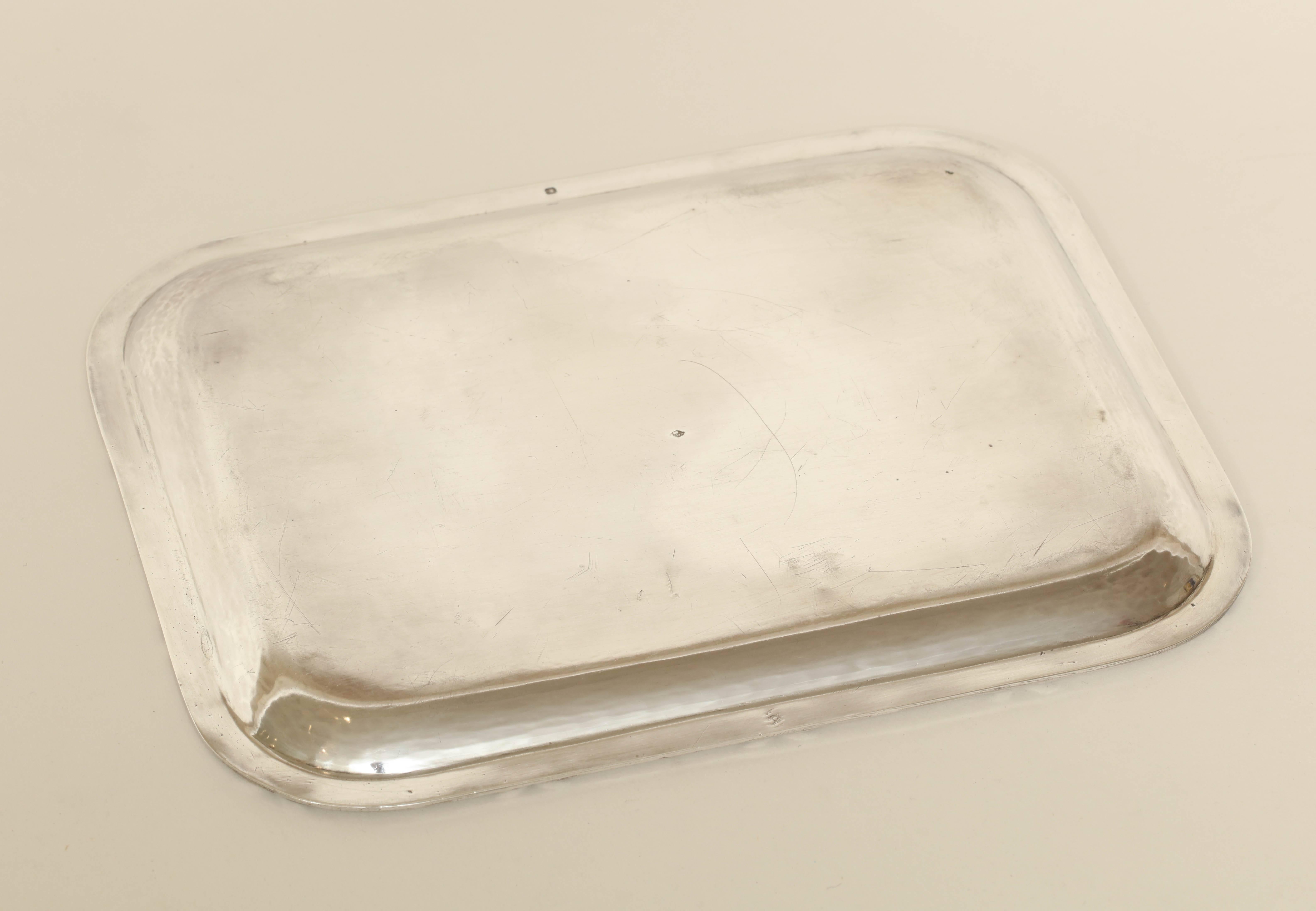 Charles Tirbour French Art Deco Small Rectangular Sterling Silver Tray 1
