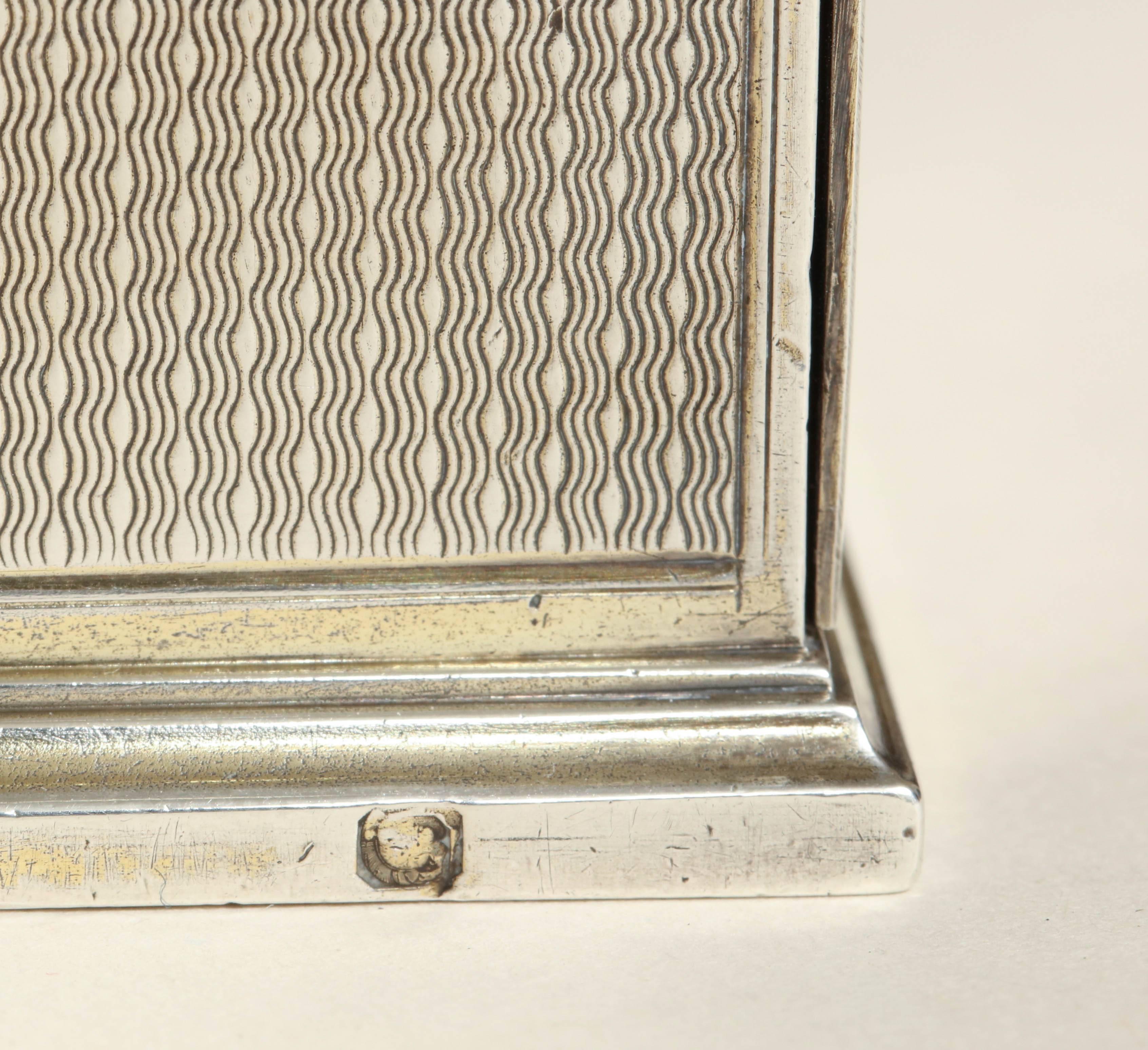 Gustave Keller Freres Sterling Silver Gilt Clock 2