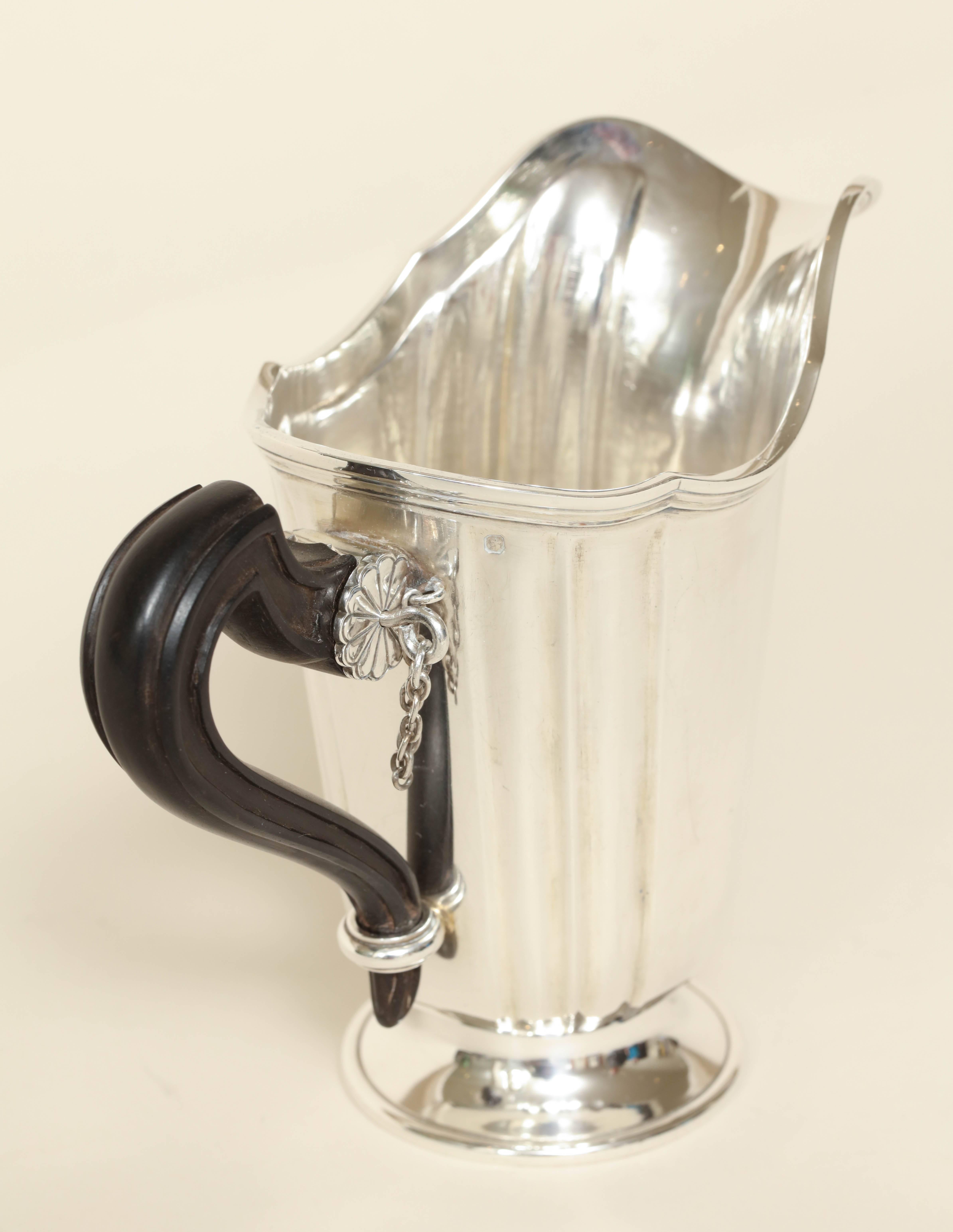 20th Century Jacques Cardeilhac French Art Deco Sterling Silver Cream Pitcher For Sale