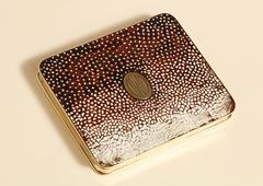 Gustave Keller Freres French Art Deco Silver, Gold & Coquille D'oeuf  Enamel Box