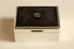 English Art Deco Sterling Silver and Faux Tortoiseshell Box