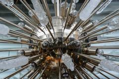 Large Nickel Finished Sputnik Chandelier with Murano Glass Spikes