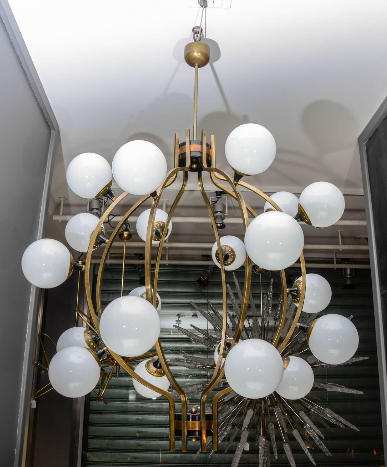 Late 20th Century Cage Style Globes Chandeliers