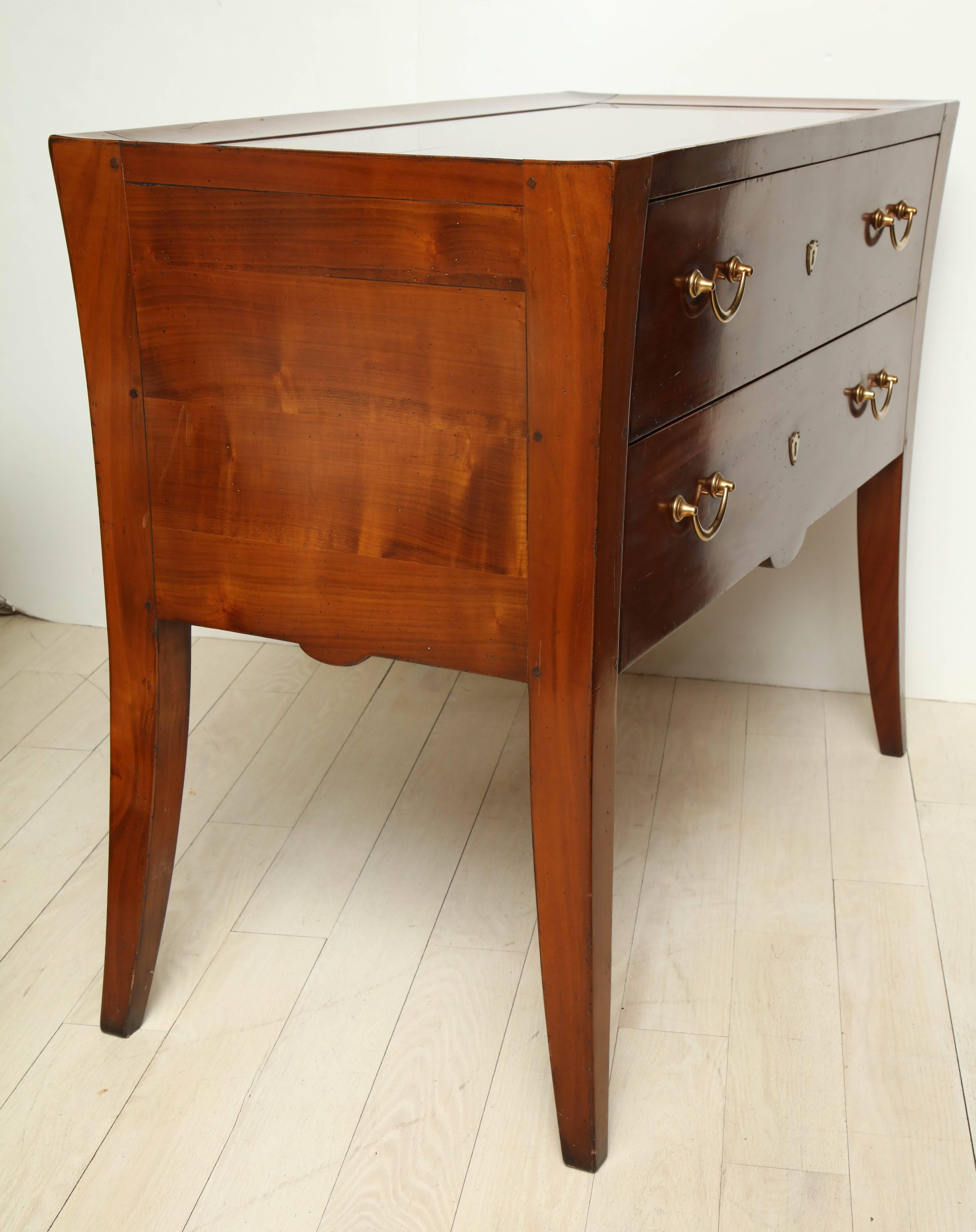 Two-Drawer French Mahogany Commode with Brass Pulls, circa 1950 5