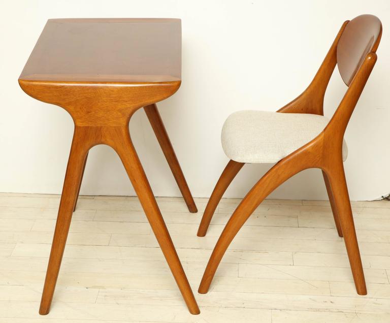 Small Mid Century Cherry Wood Desk With Matching Chair France Mid Century Modern Small Cherry Wood Desk With Matching Chair France