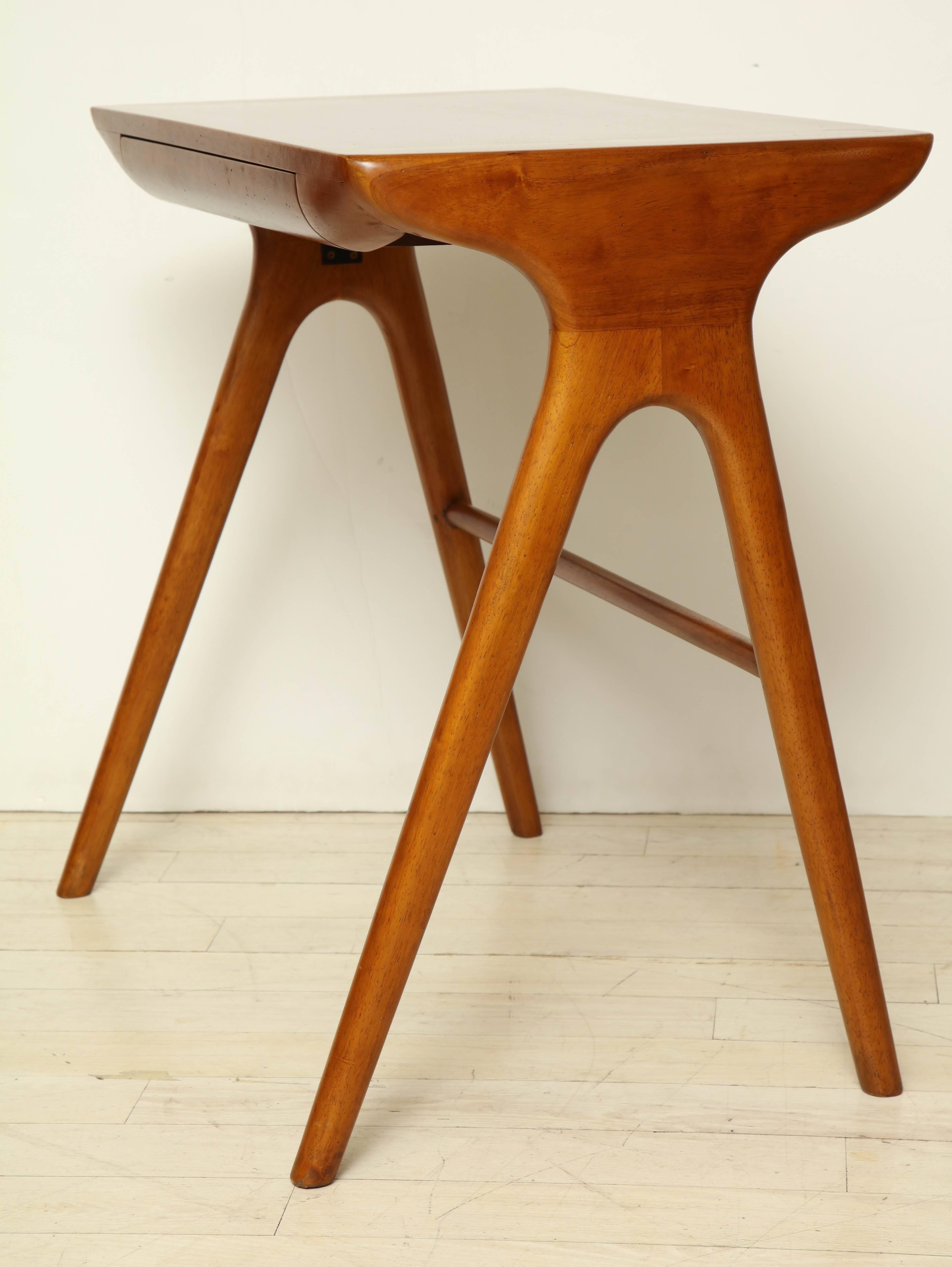 Mid-20th Century Small Mid-Century Cherry Wood Desk with Matching Chair, France, circa 1960